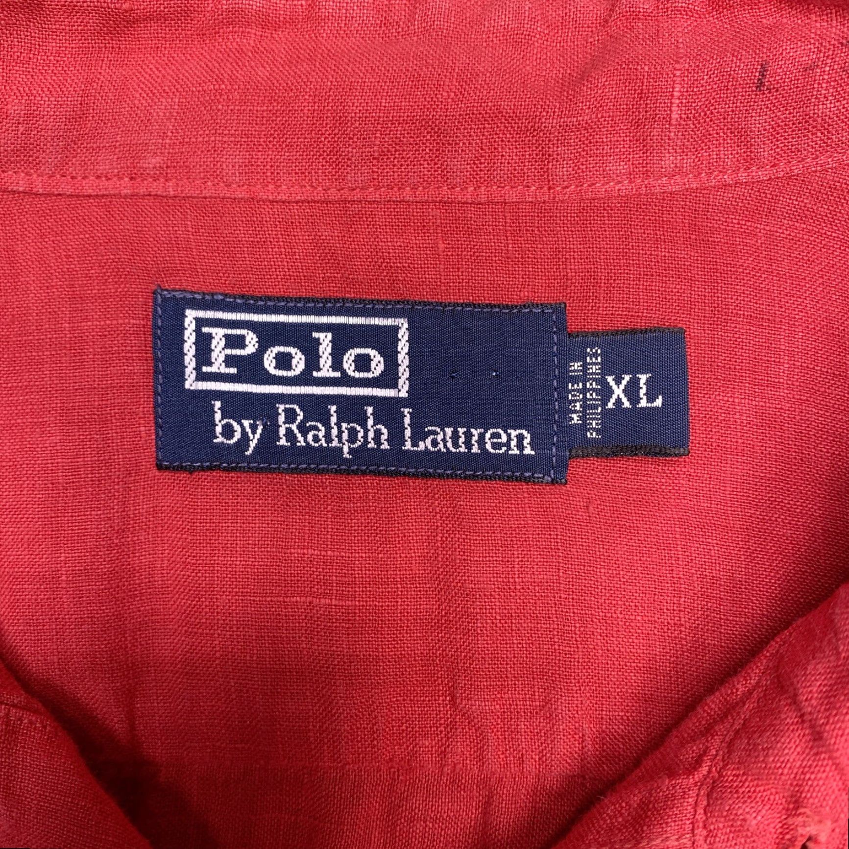 Polo Ralph Lauren VINTAGE Polo Ralph Lauren Shirt Adult XL Red Linen Button-Up Long Sleeve Casual Workwear 1960s 90s Mens Size US XL / EU 56 / 4 - 5 Thumbnail