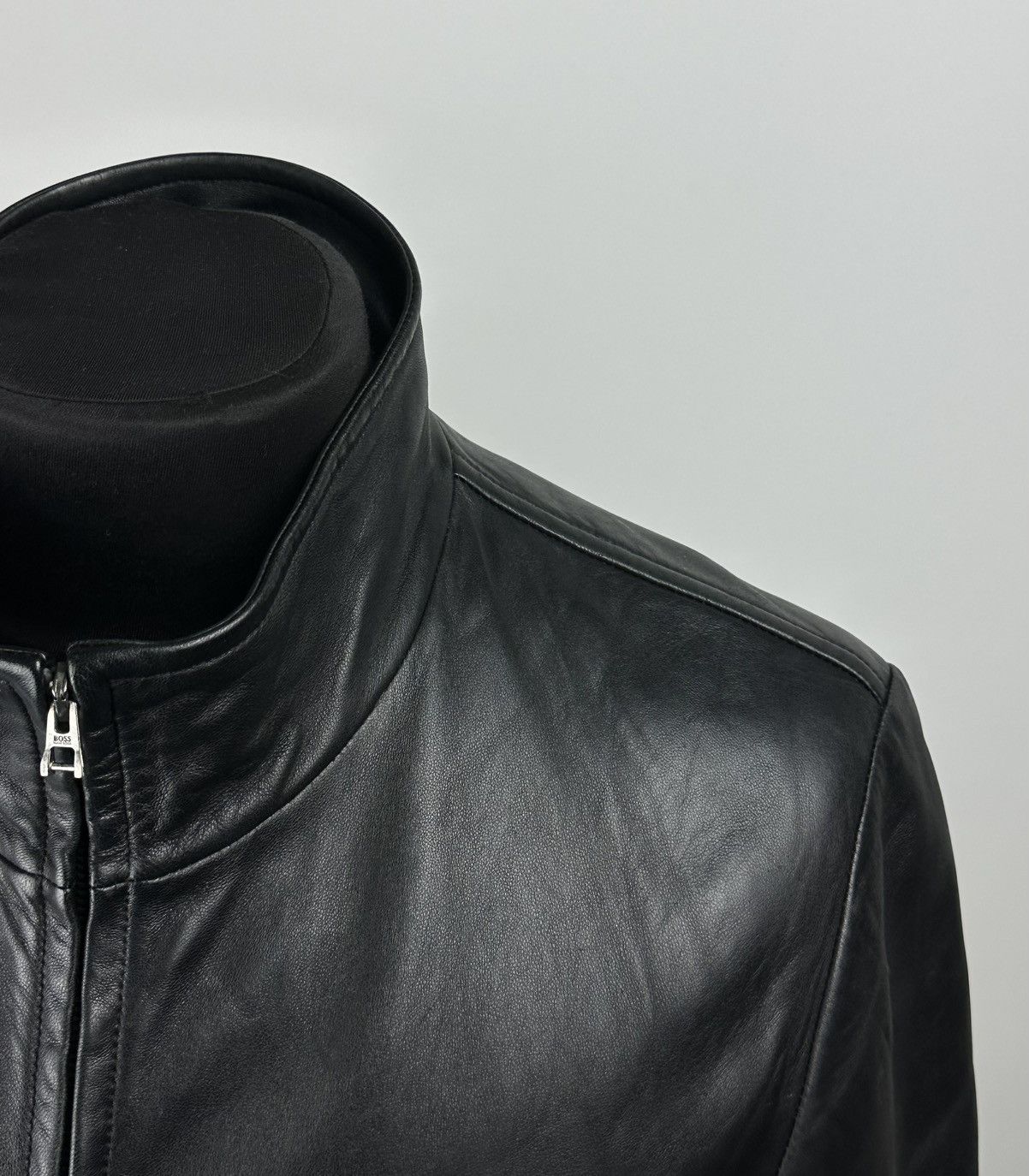 Hugo Boss Men Hugo Boss Black Lamb Leather Vintage Style Padded Jacket Size US M / EU 48-50 / 2 - 2 Thumbnail