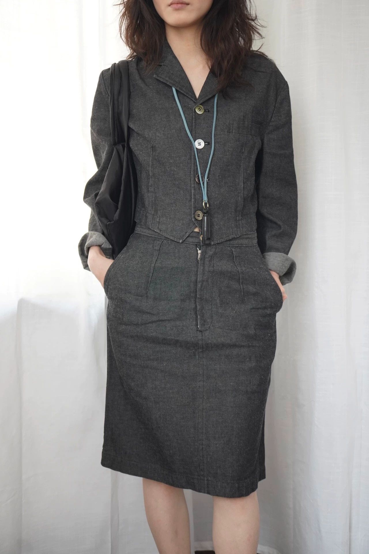 Comme des Garcons COMME des GARÇONS 1991SS Tricot Denim Tailored Set SM Size S / US 4 / IT 40 - 6 Thumbnail
