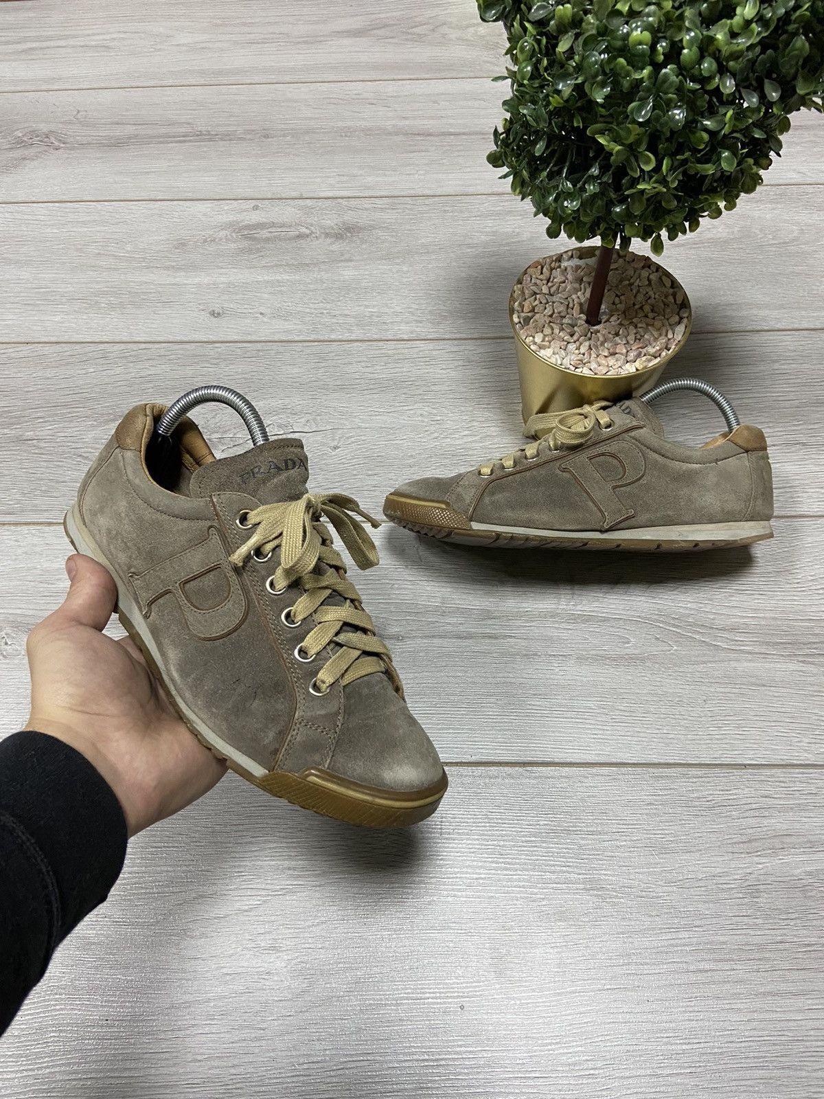 Prada Prada leather sneakers red tab metallic logo Size US 8.5 / EU 41-42 - 3 Thumbnail