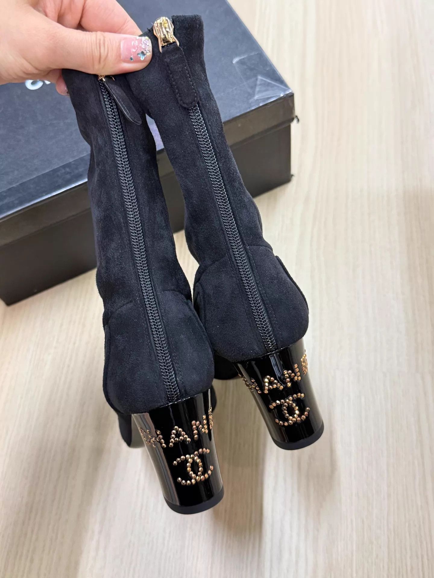 Chanel Chanel Black Heeled Ankle Boots 36 Unused Size US 6.5 / IT 36.5 - 3 Thumbnail