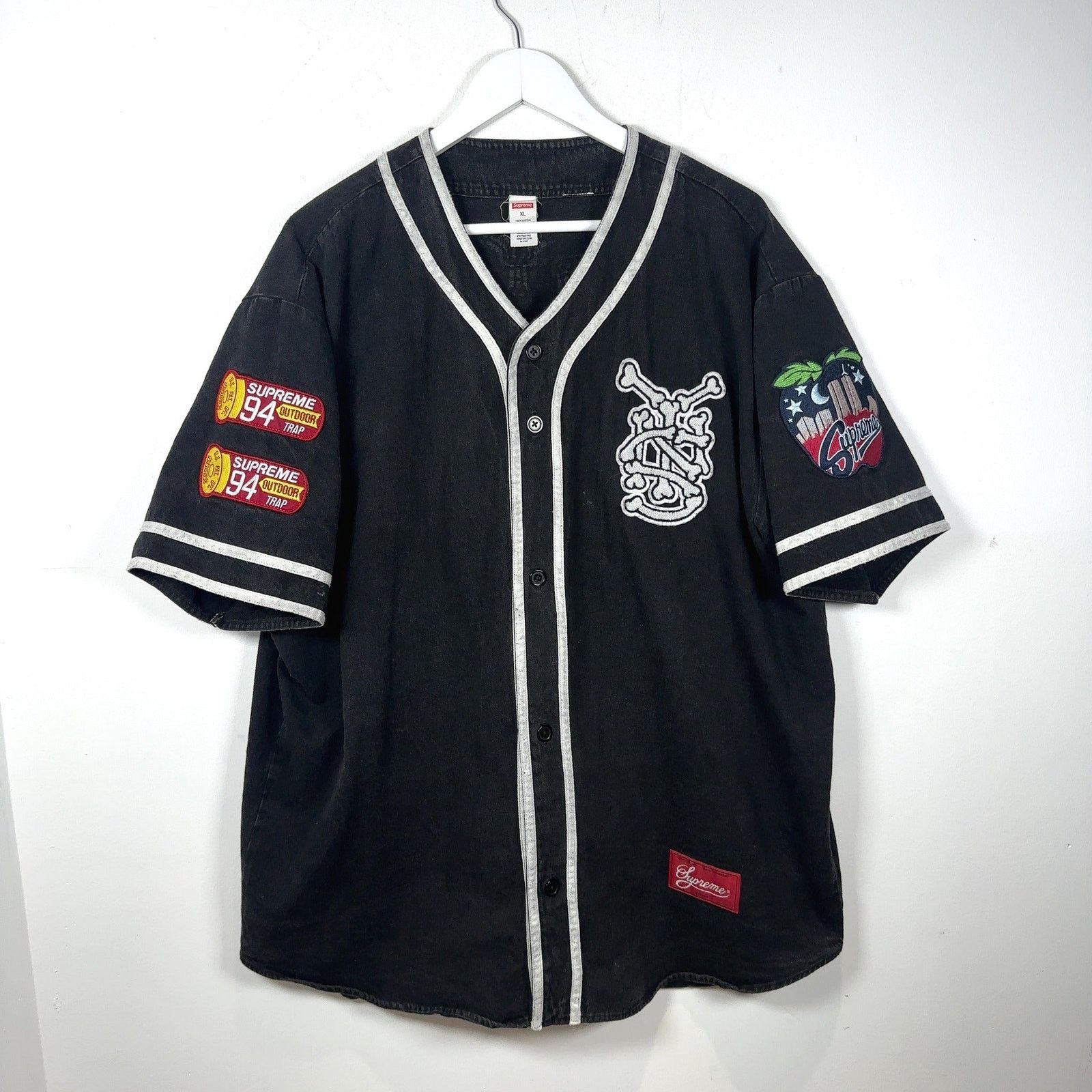 Supreme Supreme Denim Patchwork Baseball Jersey Shirt Size US XL / EU 56 / 4 - 1 Thumbnail