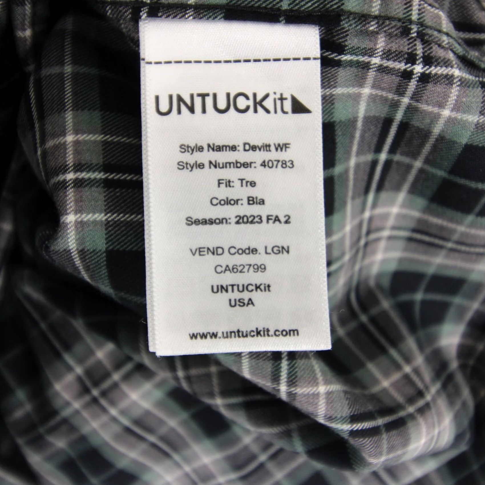 UNTUCKit UNTUCKit Devitt Shirt Mens XXL Black Plaid Wrinkle Free Long Sleeve Tall Fit Size US XXL / EU 58 / 5 - 7 Thumbnail