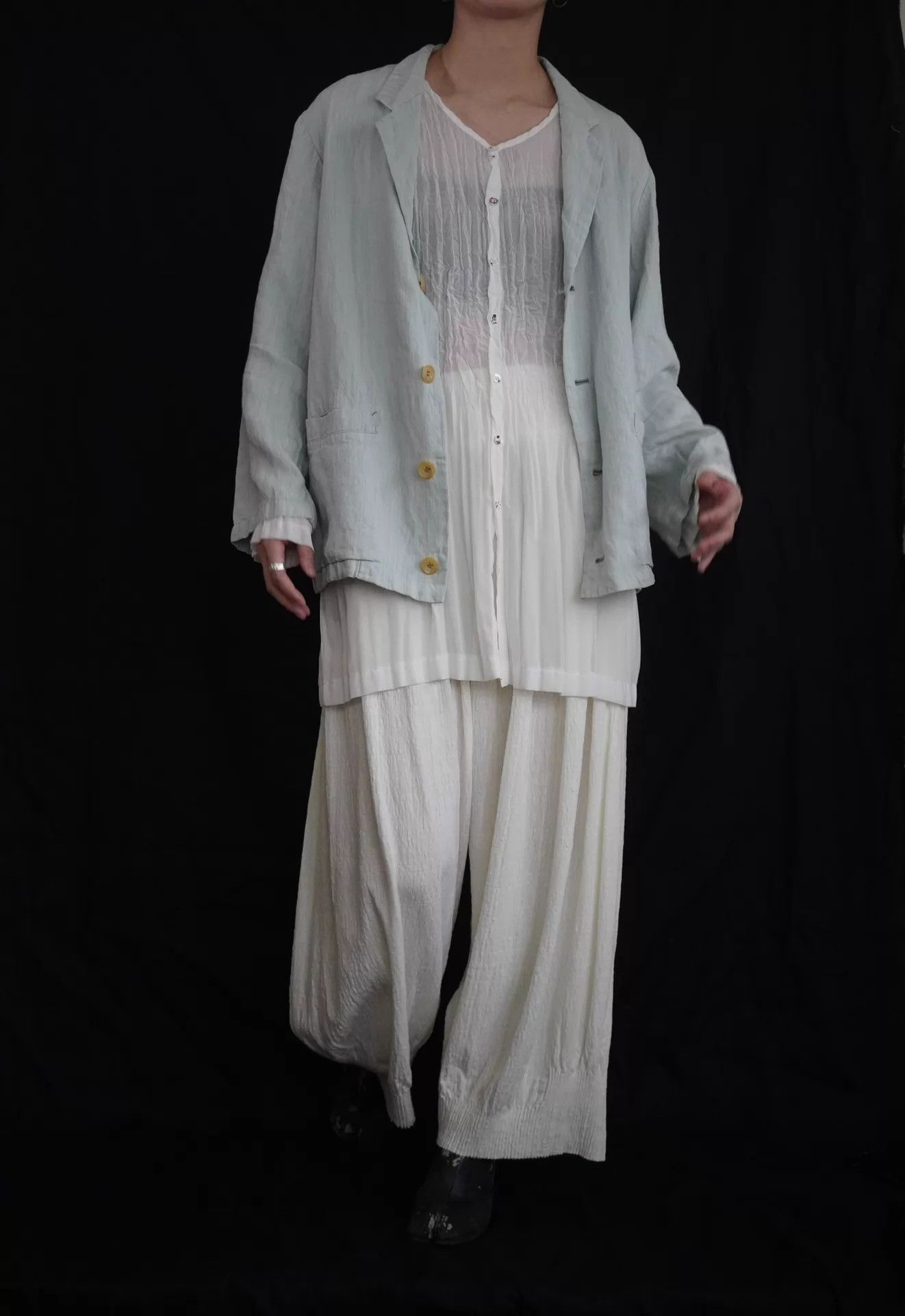 Yohji Yamamoto Y'S by Yohji Yamamoto 1990 Spring Light Blue Linen Jacket M Size M / US 6-8 / IT 42-44 - 2 Thumbnail