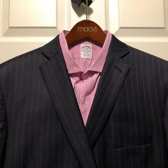 Saks Fifth Avenue Saks fifth avenue men's navy 100%wool 2pc suit size:46R Size 46R - 4 Thumbnail