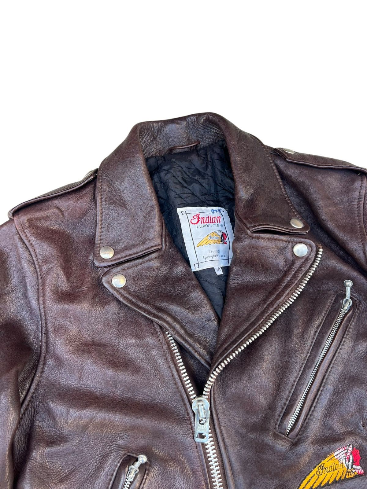 Indian Motorcycle RARE! 60s 70s Indian Motorcycle Embroidery Leather Jacket Size US S / EU 44-46 / 1 - 4 Thumbnail