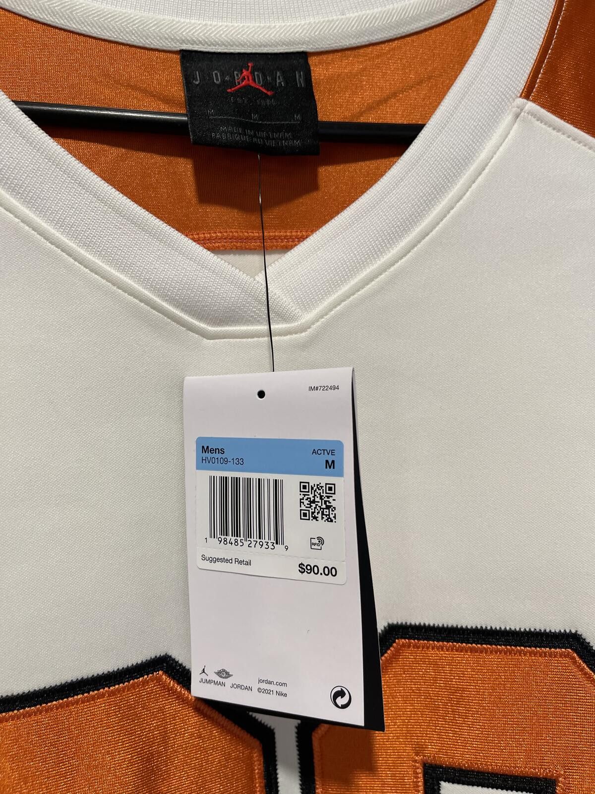Jordan Brand Jordan Men's Hockey Jersey Size M - White and Orange Size US M / EU 48-50 / 2 - 3 Thumbnail