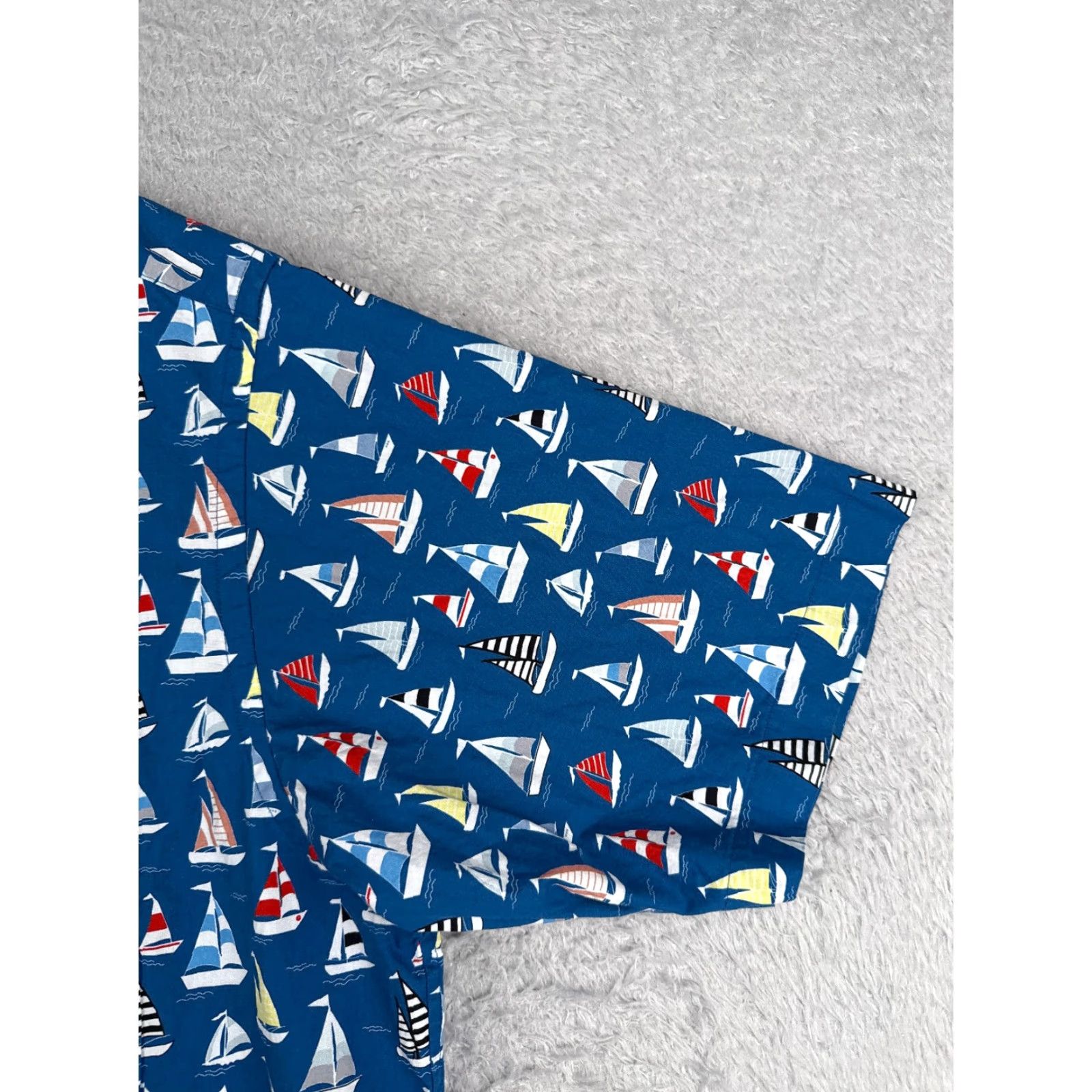 Vintage Paul Fredick Shirt Adult Large Blue Sailboat AOP Cotton Hawaiian Classic Fit Size US L / EU 52-54 / 3 - 2 Thumbnail