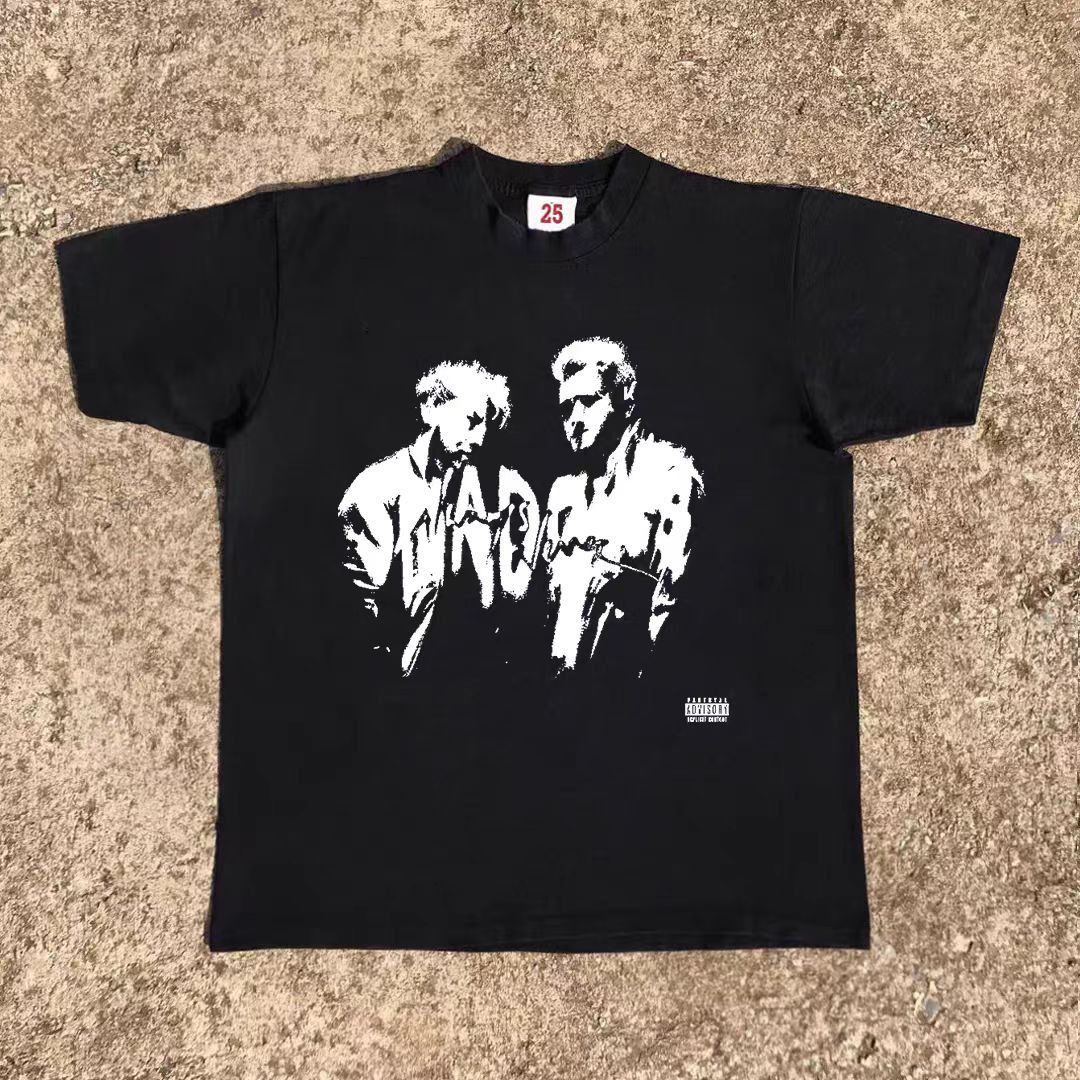 Vintage Black retro street retro hip-hop boy print t-shirt Size US M / EU 48-50 / 2 - 1 Thumbnail