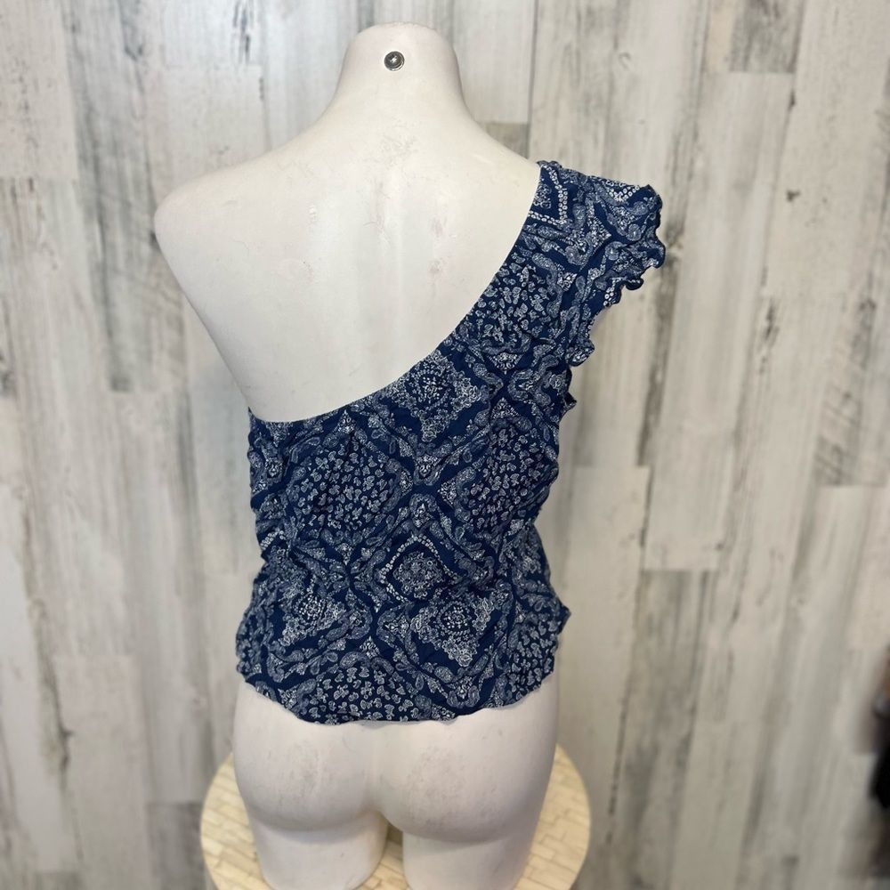 Other Pink Rose One Shoulder Navy Boho Ruffle Peplum Top Size L – Size L / US 10 / IT 46 - 3 Thumbnail