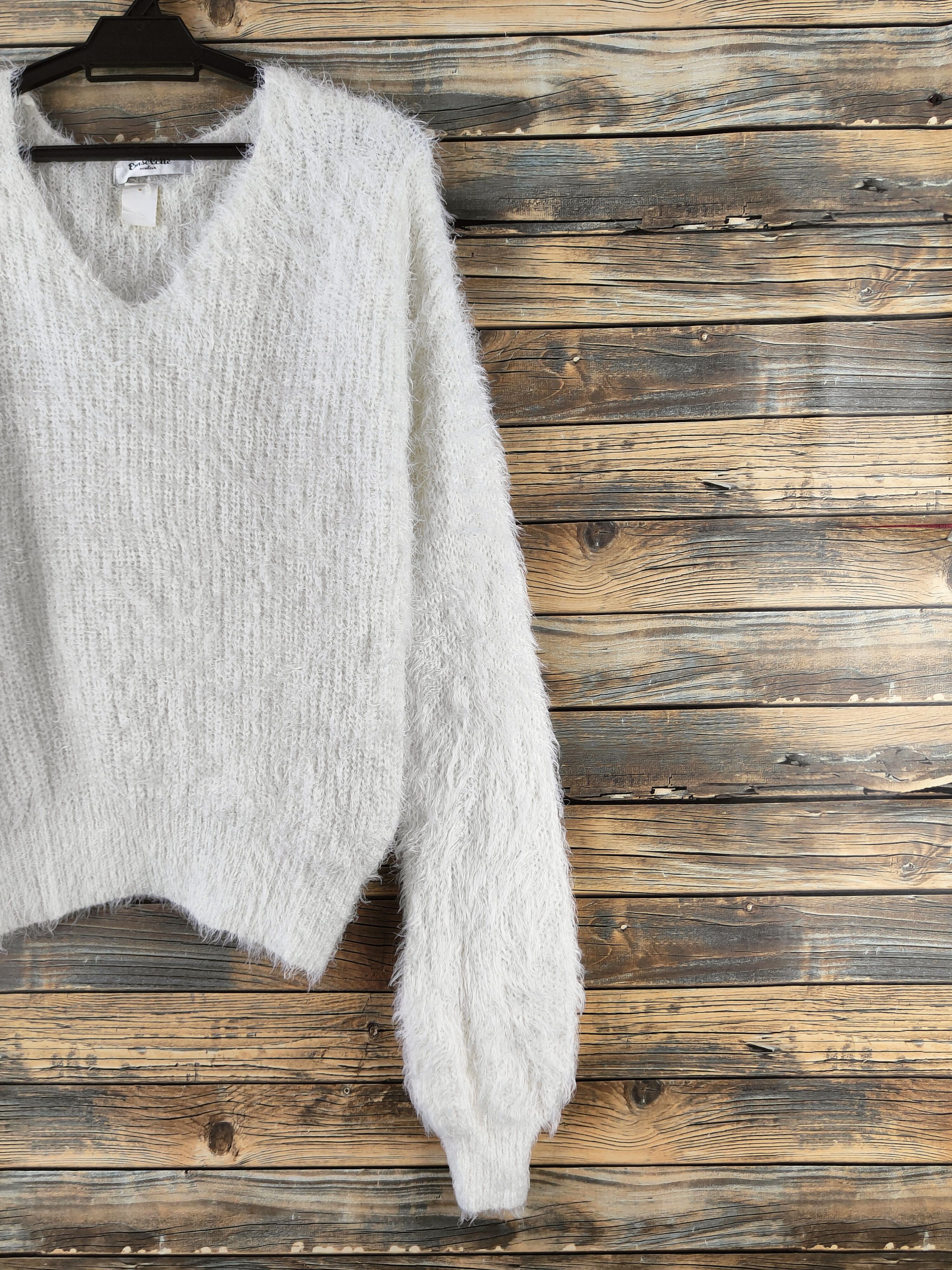 Japanese Brand DL Emsexcite White Fur shaggy Mohair Knitwear #46-1000 Size M / US 6-8 / IT 42-44 - 5 Thumbnail