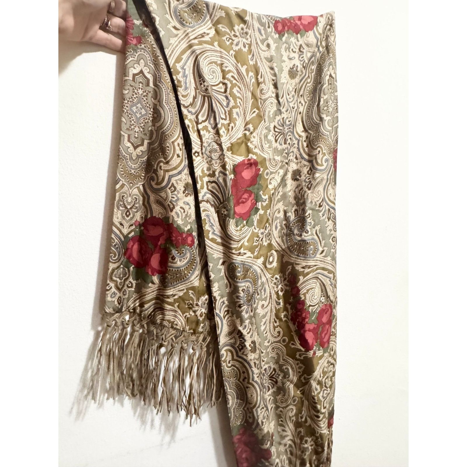 Vintage Spinoso scarves long silk scarf with suede tassels Size ONE SIZE - 2 Thumbnail