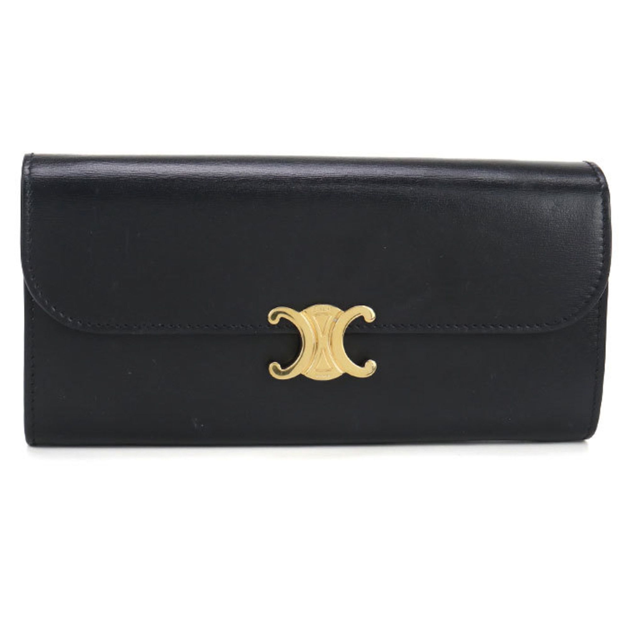 Celine CELINE Triomphe Large Wallet, Black, 10E313DPV.38NO, Bifold, Women's Size ONE SIZE - 1 Thumbnail