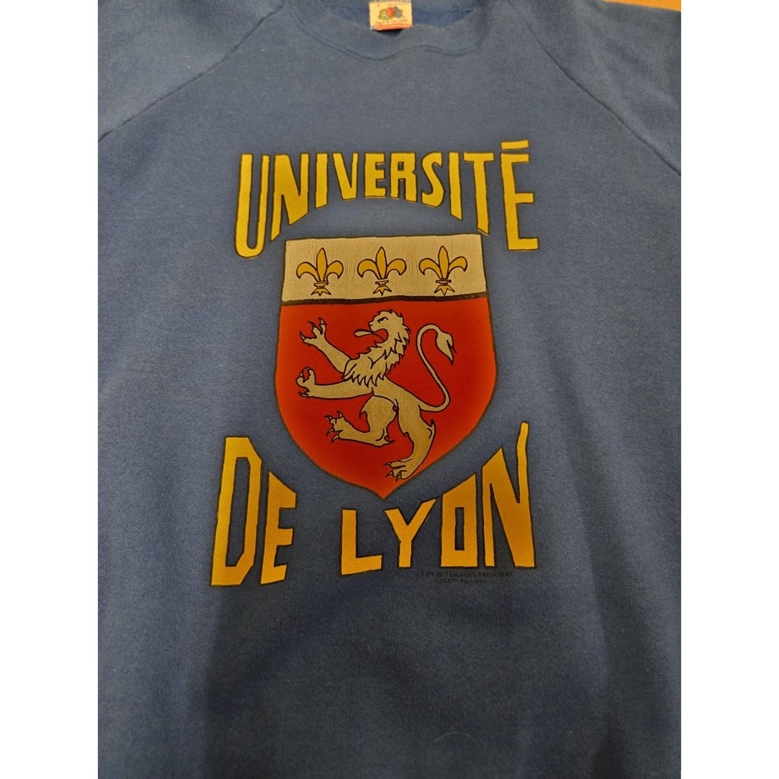 Fruit Of The Loom VINTAGE Université de Lyon Sweatshirt Mens Large Blue Crewneck Made USA 90s Size US L / EU 52-54 / 3 - 2 Thumbnail