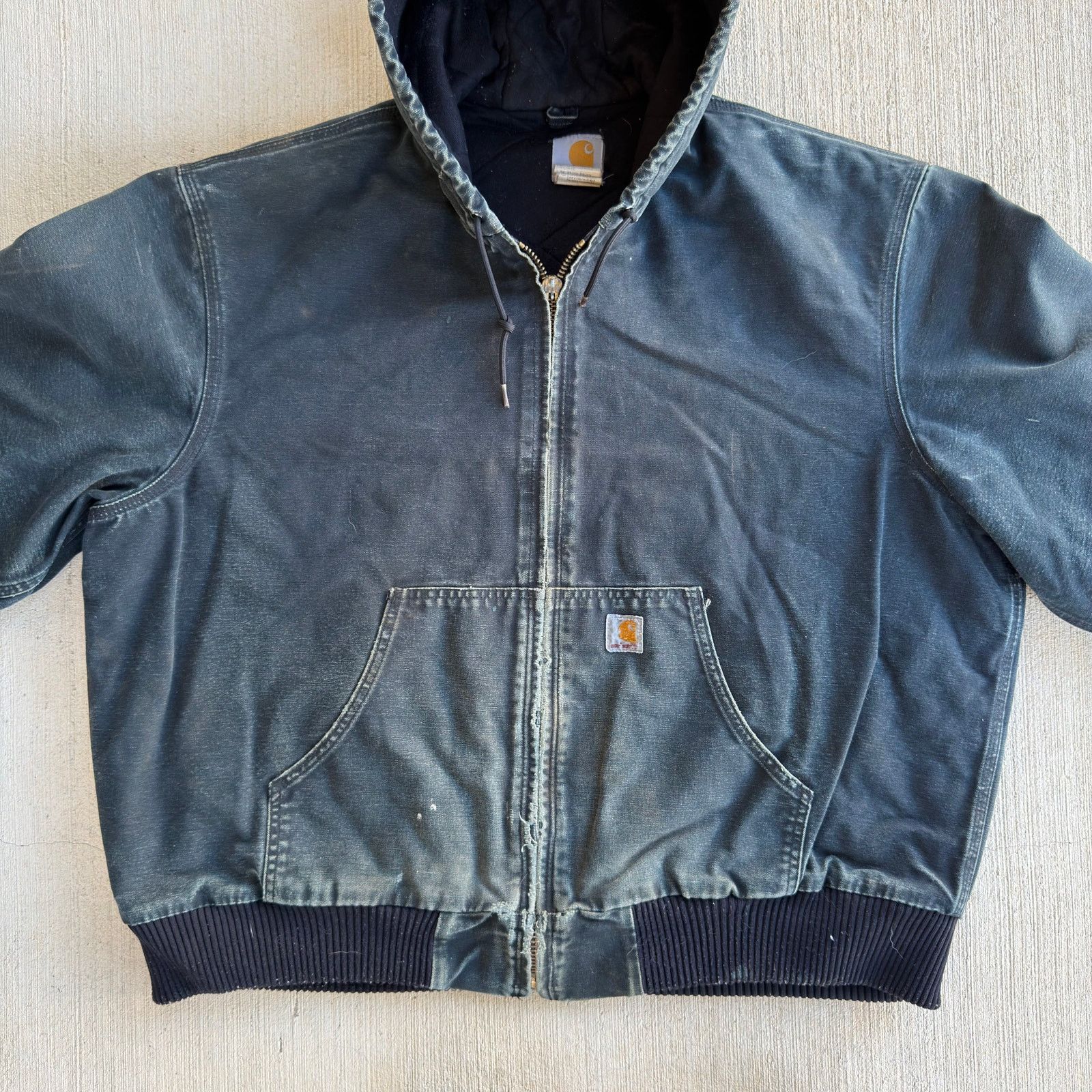 Carhartt × Vintage Carhartt J140 faded black hooded work wear jacket Size US XXL / EU 58 / 5 - 3 Thumbnail