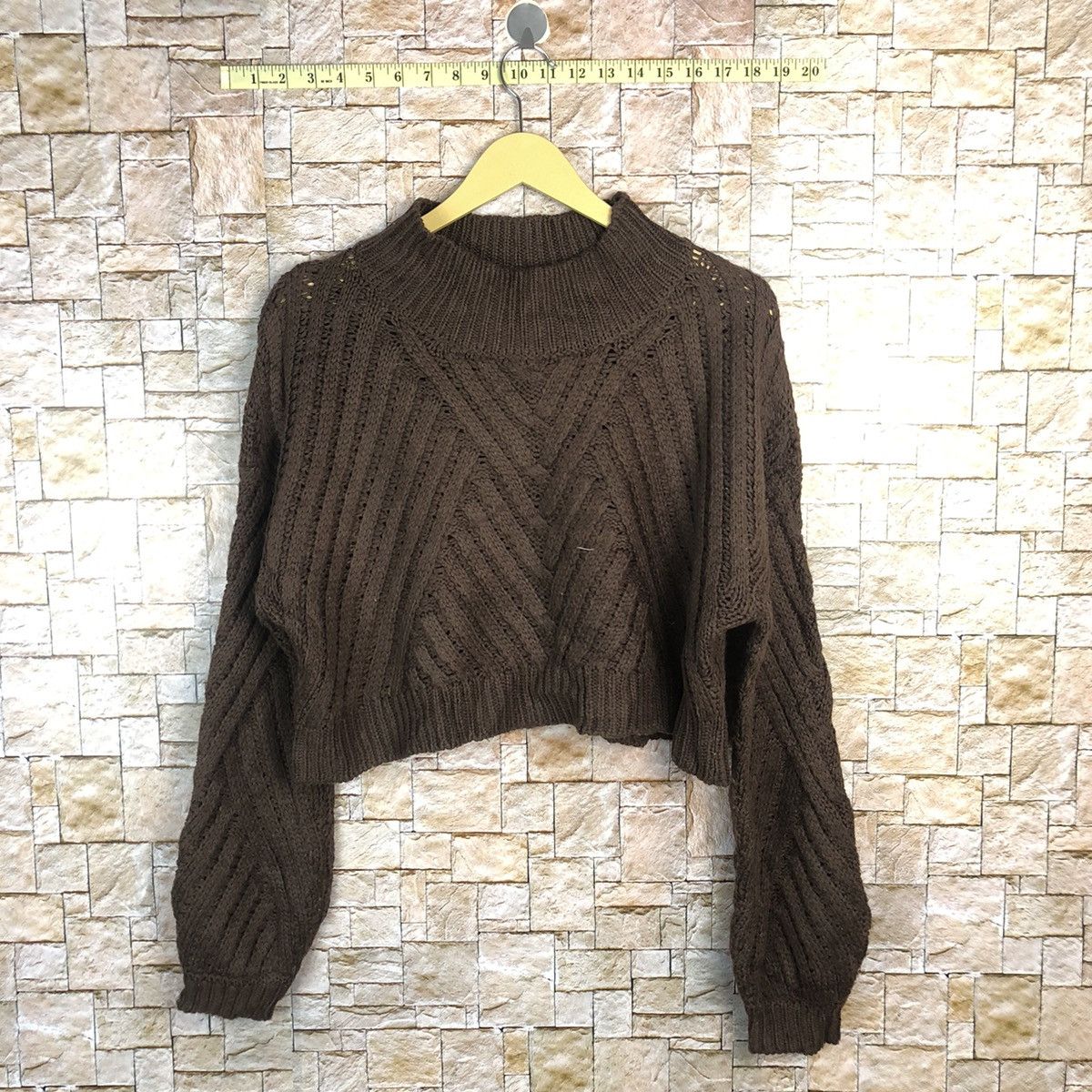 Homespun Knitwear Vanniev Brown Knitwear crop top japan #A476 Size M / US 6-8 / IT 42-44 - 1 Thumbnail