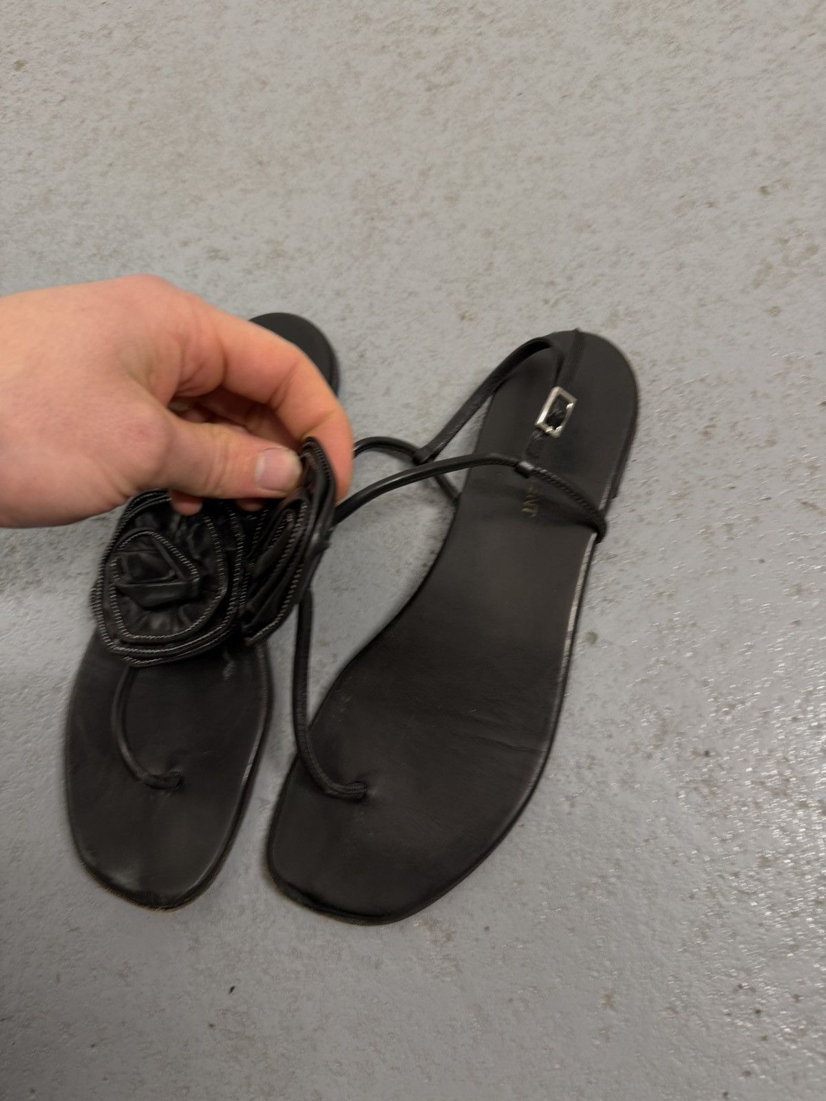 Saint Laurent Paris Saint Laurent Leather Flower Sandals Size US 7.5 / IT 37.5 - 2 Thumbnail