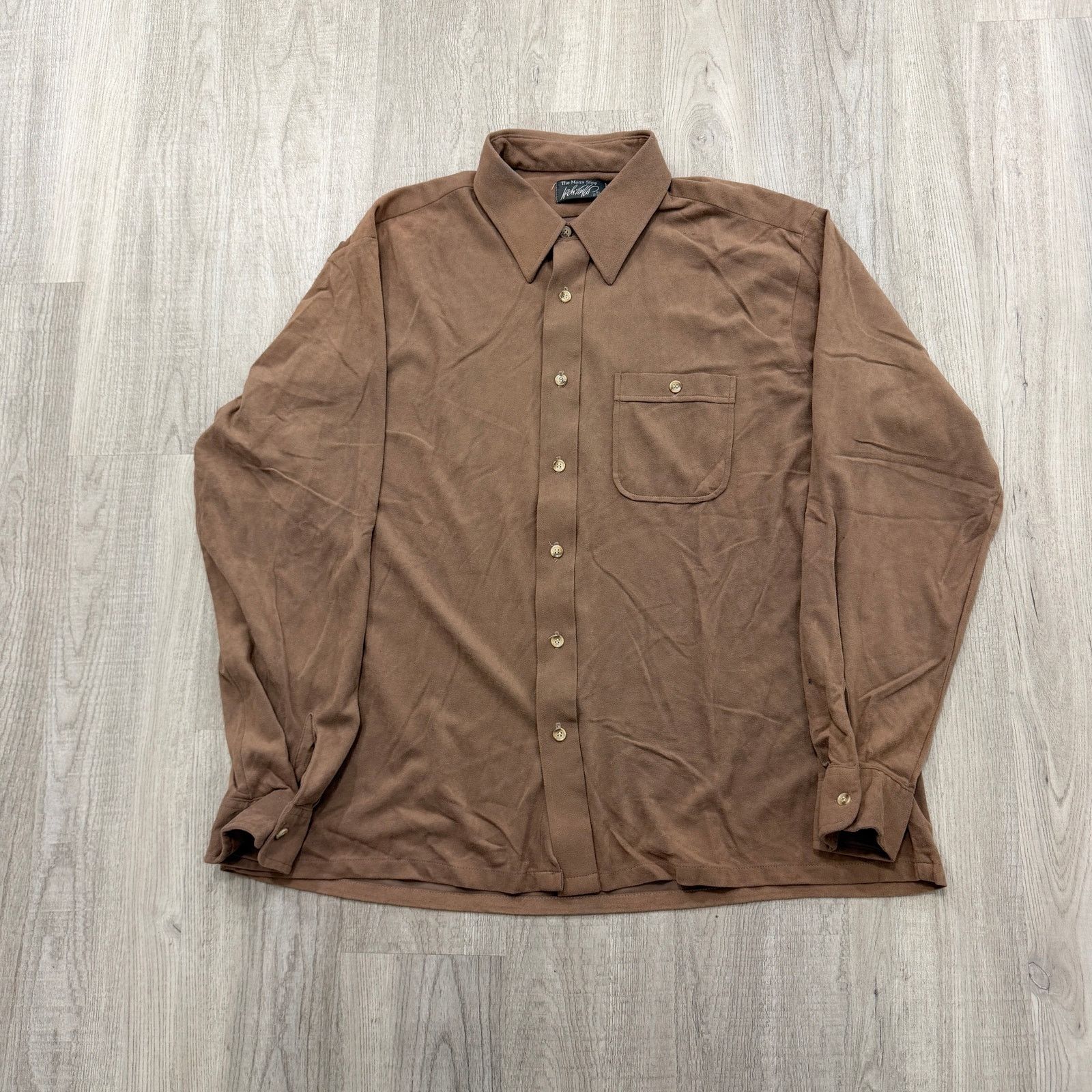 Vintage Vintage The Man's Shop Button Up Shirt Extra Large Brown Size US XL / EU 56 / 4 - 1 Thumbnail