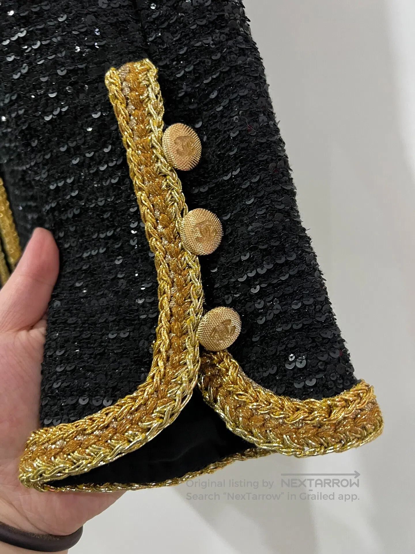 Chanel Chanel Heavy-duty, sequined black gold jacket| Size L / US 10 / IT 46 - 5 Thumbnail