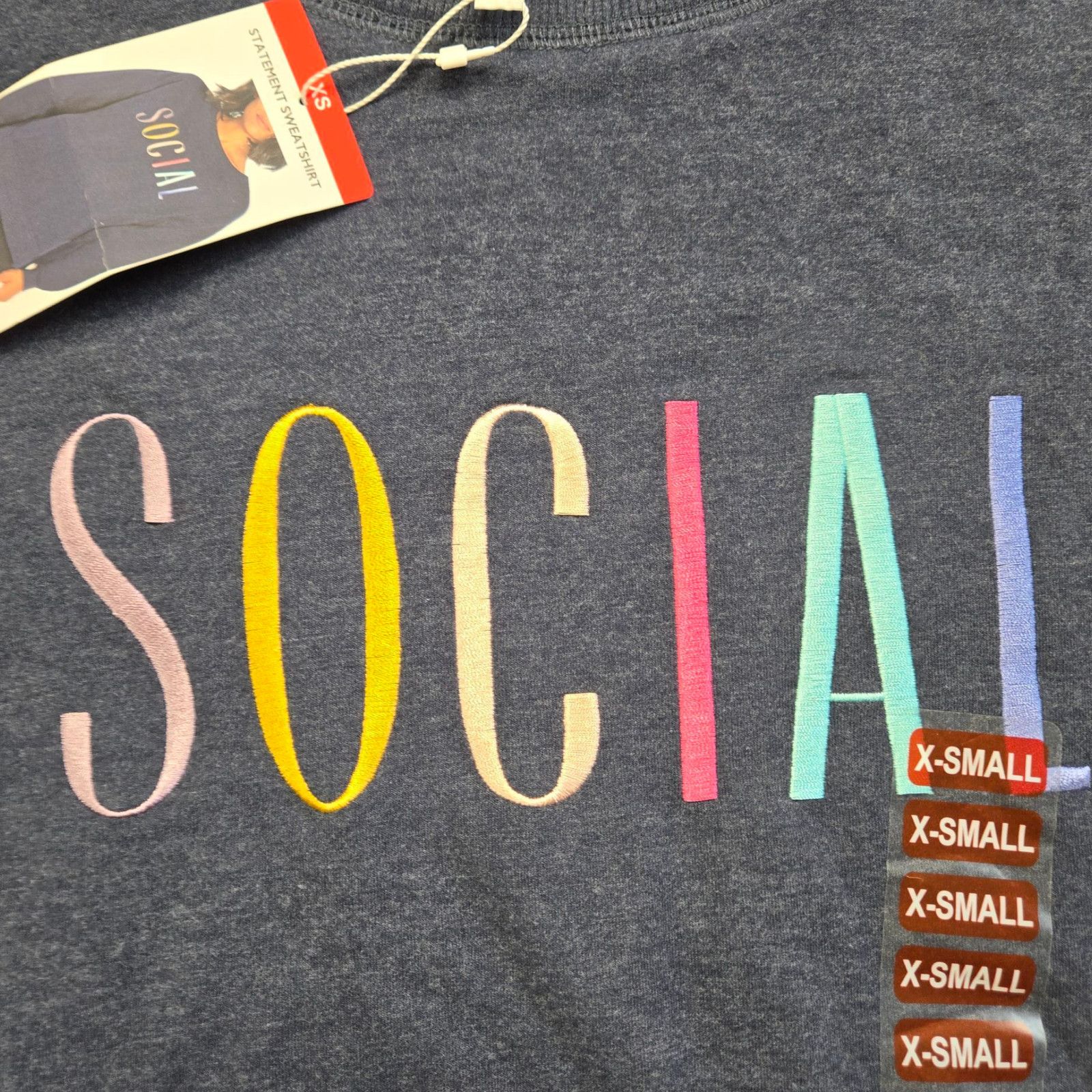 Wildfox Wildfox SOCIAL Rainbow Navy Crewneck Sweatshirt XS NWT $108 Size XS / US 0-2 / IT 36-38 - 4 Thumbnail