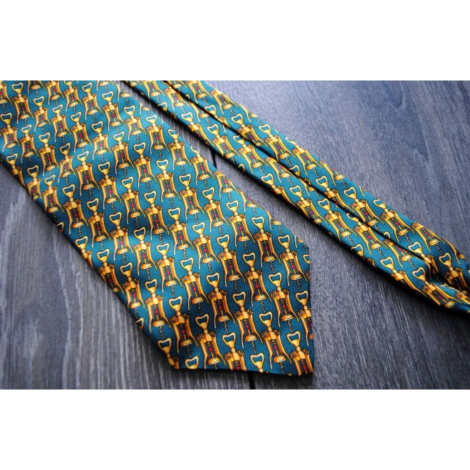 Vintage BEAUFORT Green Wine 100% Silk TIE MENS Silk Tie Geometric Made in Italy RARE Size ONE SIZE - 8 Thumbnail