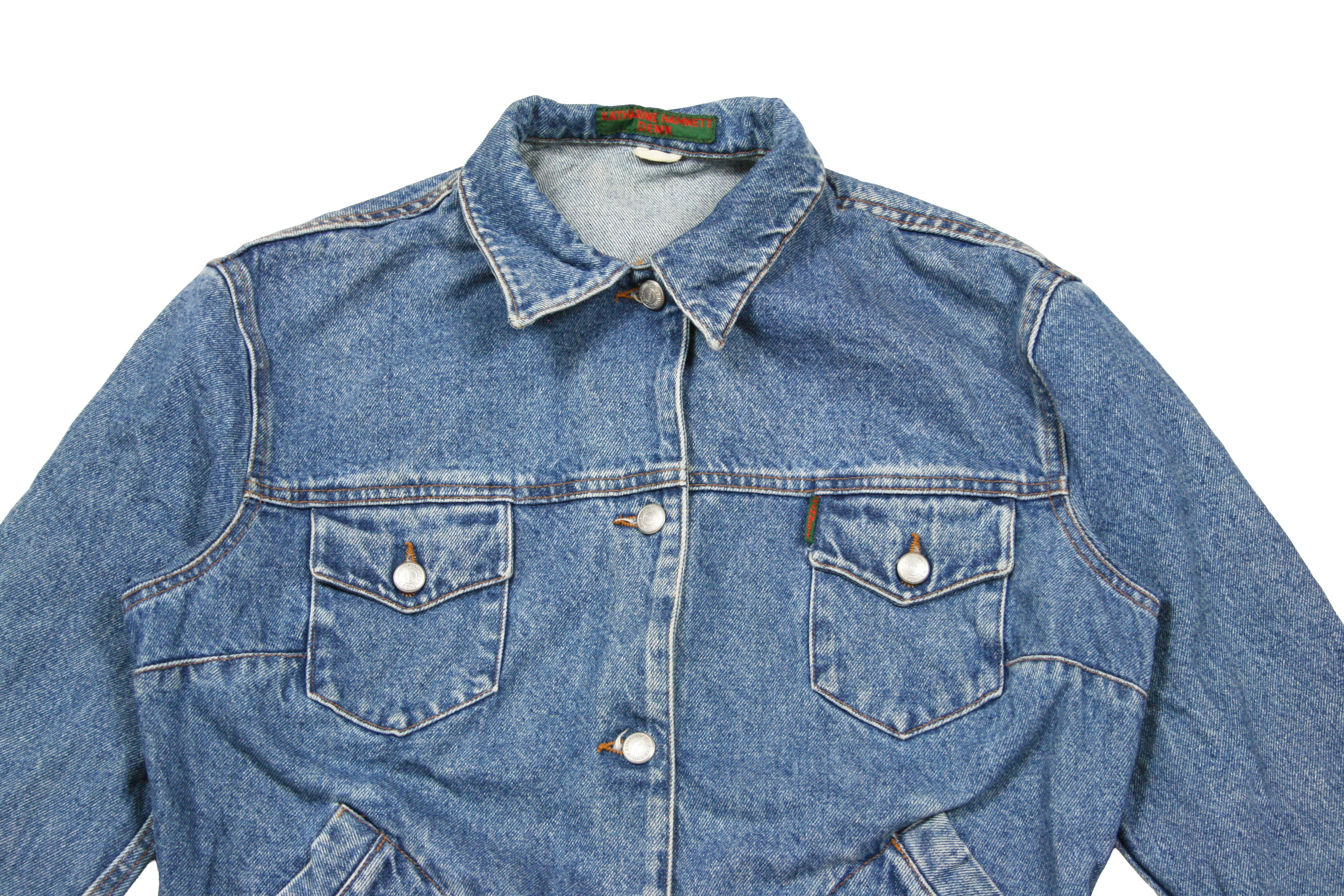 Katharine Hamnett London 90S Denim Trucker Y2K Jacket Vintage Size XL / US 12-14 / IT 48-50 - 3 Thumbnail