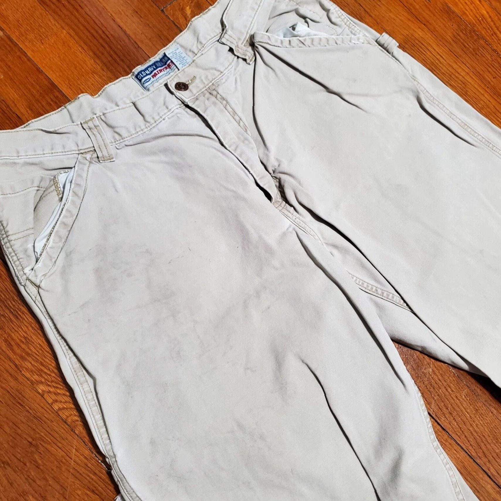 Old Navy VINTAGE Old Navy Pants Mens 40x32 Khaki Carpenter Baggy Carpent er Y2K 90s Punk Grunge Retro Logo Wide-Leg Relaxed Canvas Cotton Beige Size US 40 / EU 56 - 6 Thumbnail