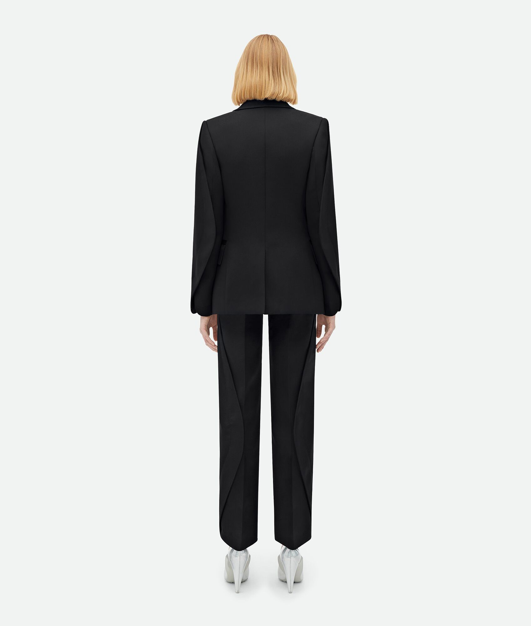 Bottega Veneta o1n1vont1225 Curved Sleeves Wool Jacket in Black Size S / US 4 / IT 40 - 3 Thumbnail