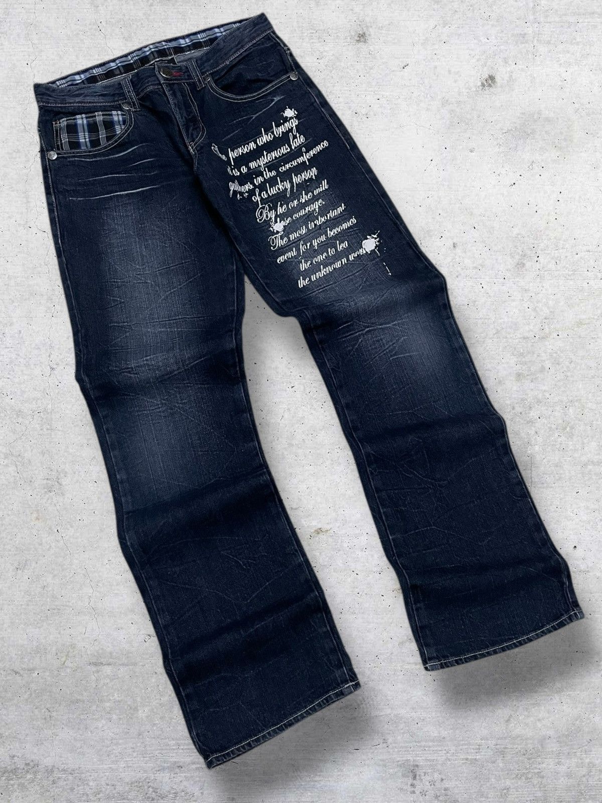 Hysteric Glamour 90S DOUBLE FOCUS JAPAN DESIGNER ‘POEM’ GRUNGE WORDING DENIM Size US 29 - 2 Thumbnail