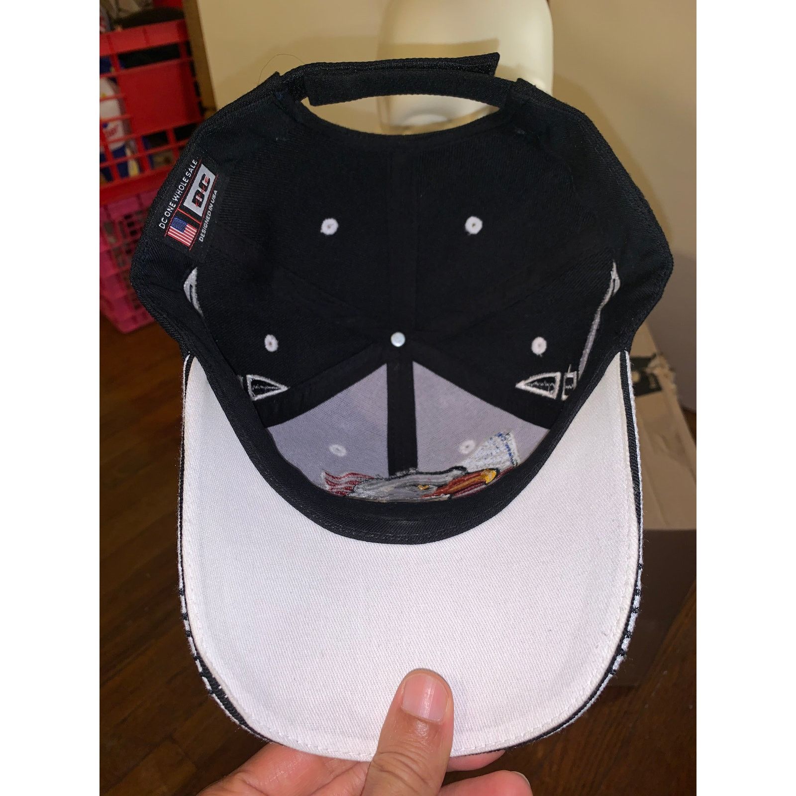 Other Washington DC Eagle American Flag Hat Adjustable Black White Size ONE SIZE - 6 Thumbnail
