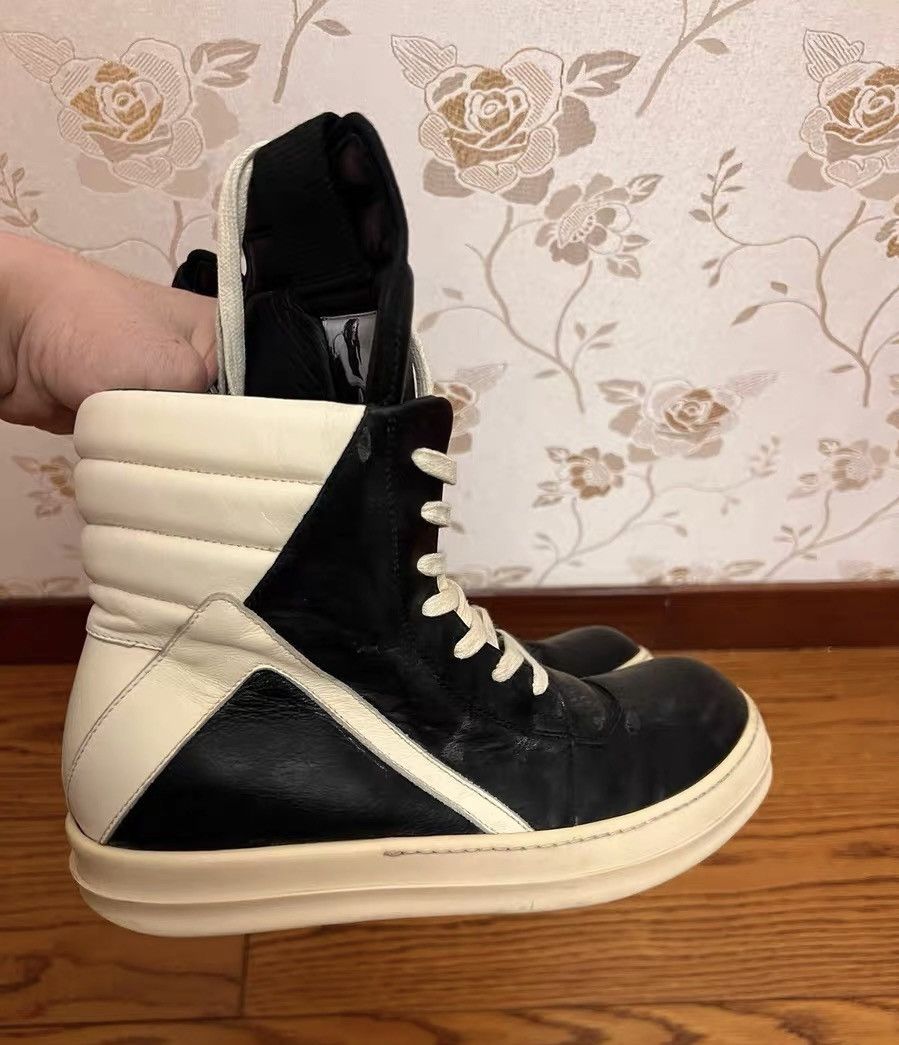 Rick Owens Rick Owens Black & White Leather High-Top Sneakers Size US 7 / EU 40 - 1 Thumbnail