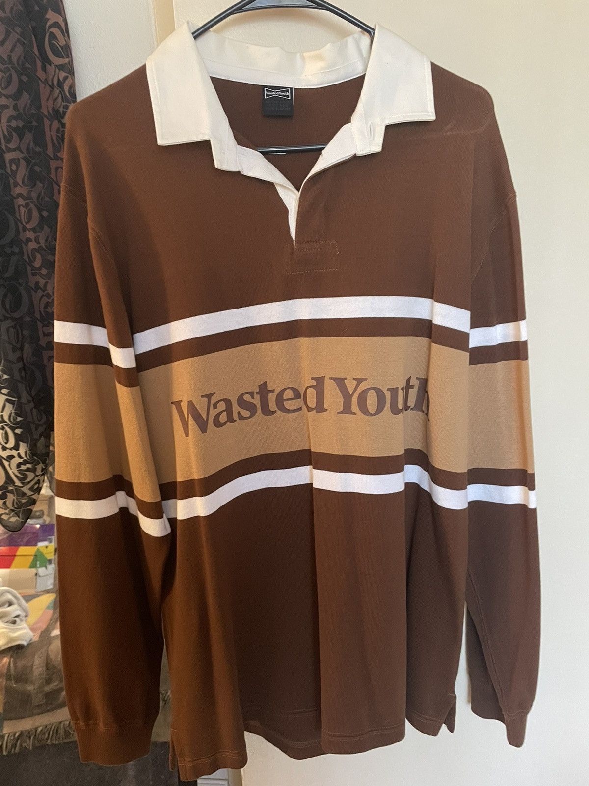 image of Girls Dont Cry Verdy Wasted Youth Polo Size M in Brown, Men's