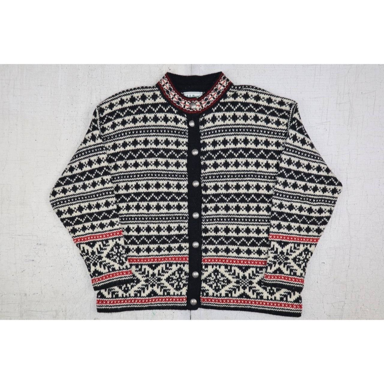 L.L. Bean Vintage LL BEAN Nordic Patterned Wool Cardigan Sweater Sz M Size M / US 6-8 / IT 42-44 - 6 Thumbnail