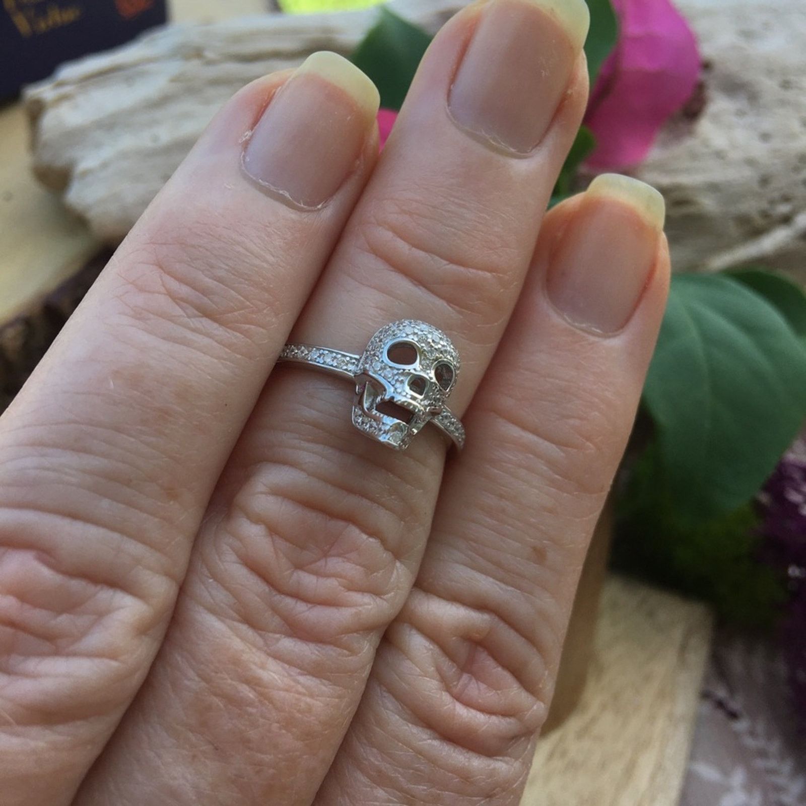 The Unbranded Brand Sterling Silver Skull CZ Ring Size 8 Size ONE SIZE - 7 Thumbnail