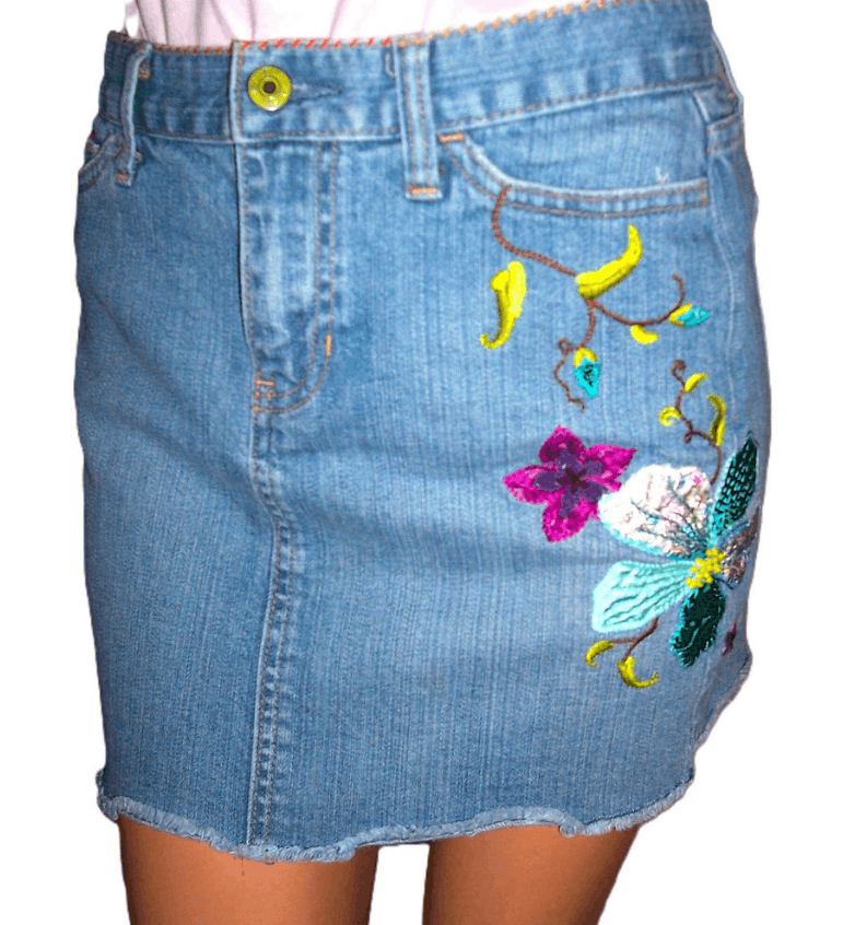 Gap Gap Jeans Embroidered Floral Skirt 2 Size 28" / US 6 / IT 42 - 3 Thumbnail