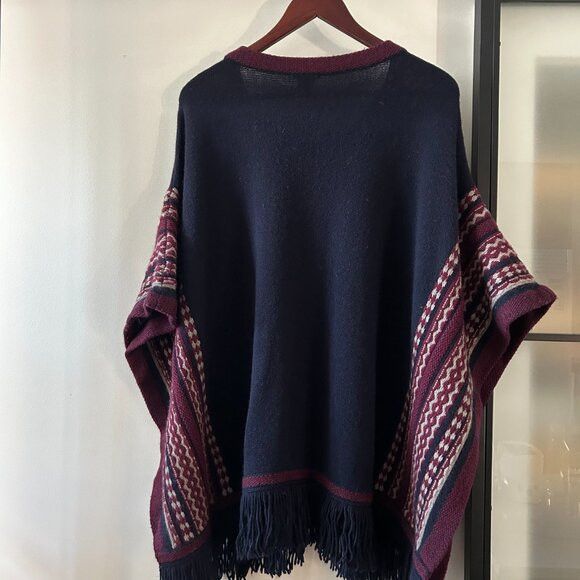Club Monaco Club Monaco Knit Fair Isle Print Tassel Hem Poncho Sweater Size M / US 6-8 / IT 42-44 - 2 Thumbnail