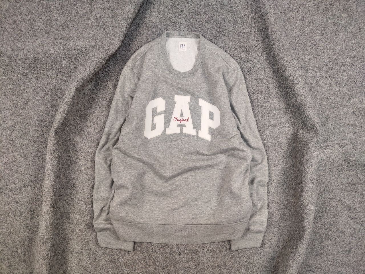 Gap Gap gray embroidered logo Crew Chek Sweatshirt Vintage Style Size US L / EU 52-54 / 3 - 1 Thumbnail