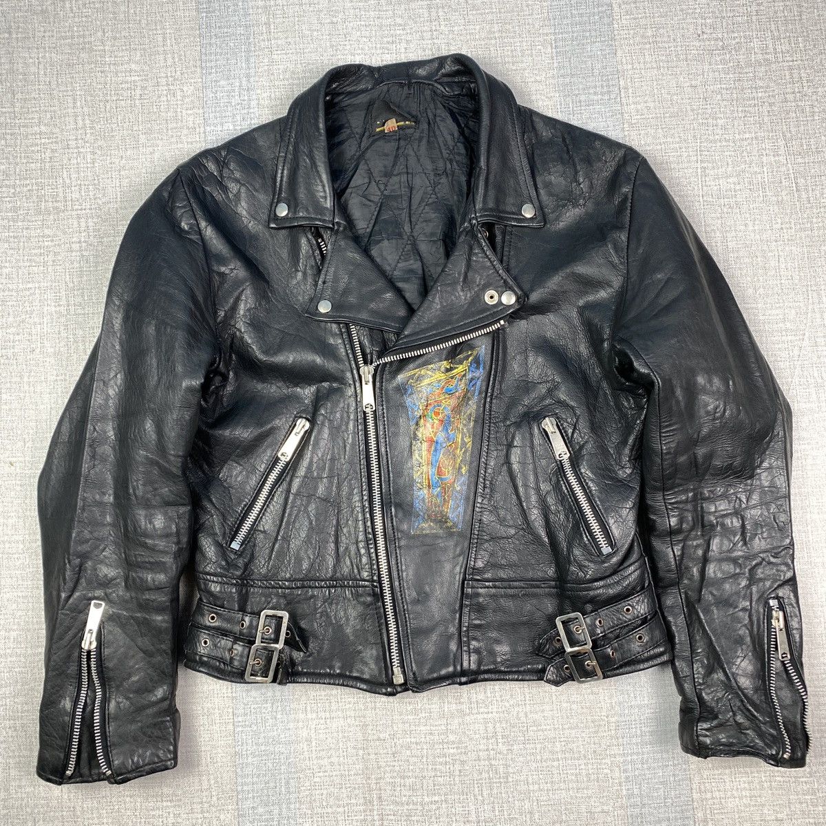 Vintage Vintage 80’s COWHIDE British Style Rider Leather Jacket Size US XXS / EU 40 - 1 Thumbnail
