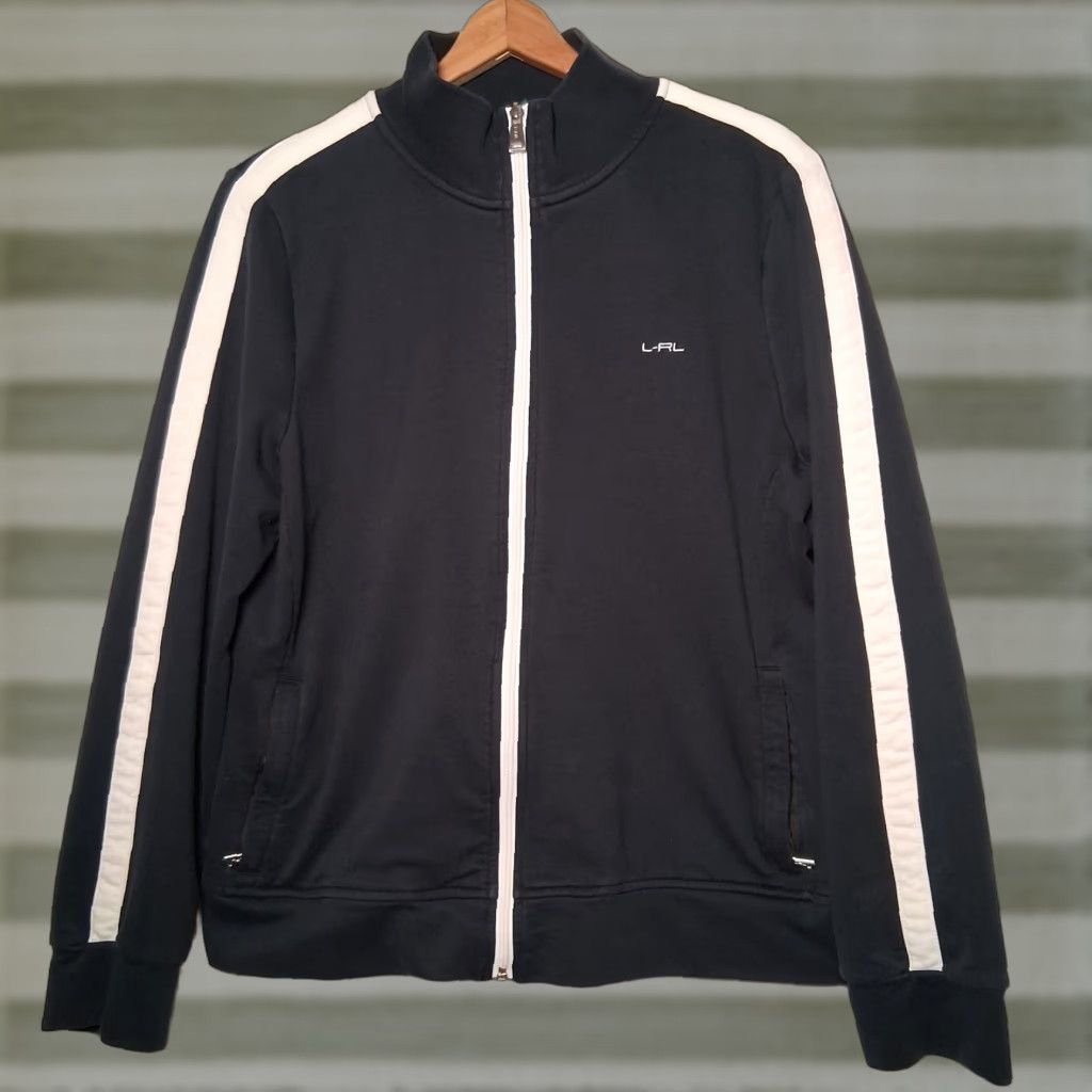 Ralph Lauren Ralph Lauren Active Sweatshirt Jacket Women XL Black White Stripe Full Zip Mock Neck Size XL / US 12-14 / IT 48-50 - 1 Thumbnail