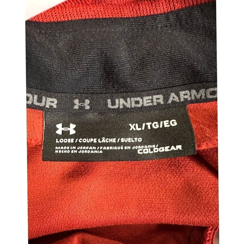 Under Armour Under Armour Sweatshirt Pullover Mens XL ColdGear Red Orange 1/4 Zip Logo Knit Polyester Size US XL / EU 56 / 4 - 3 Thumbnail