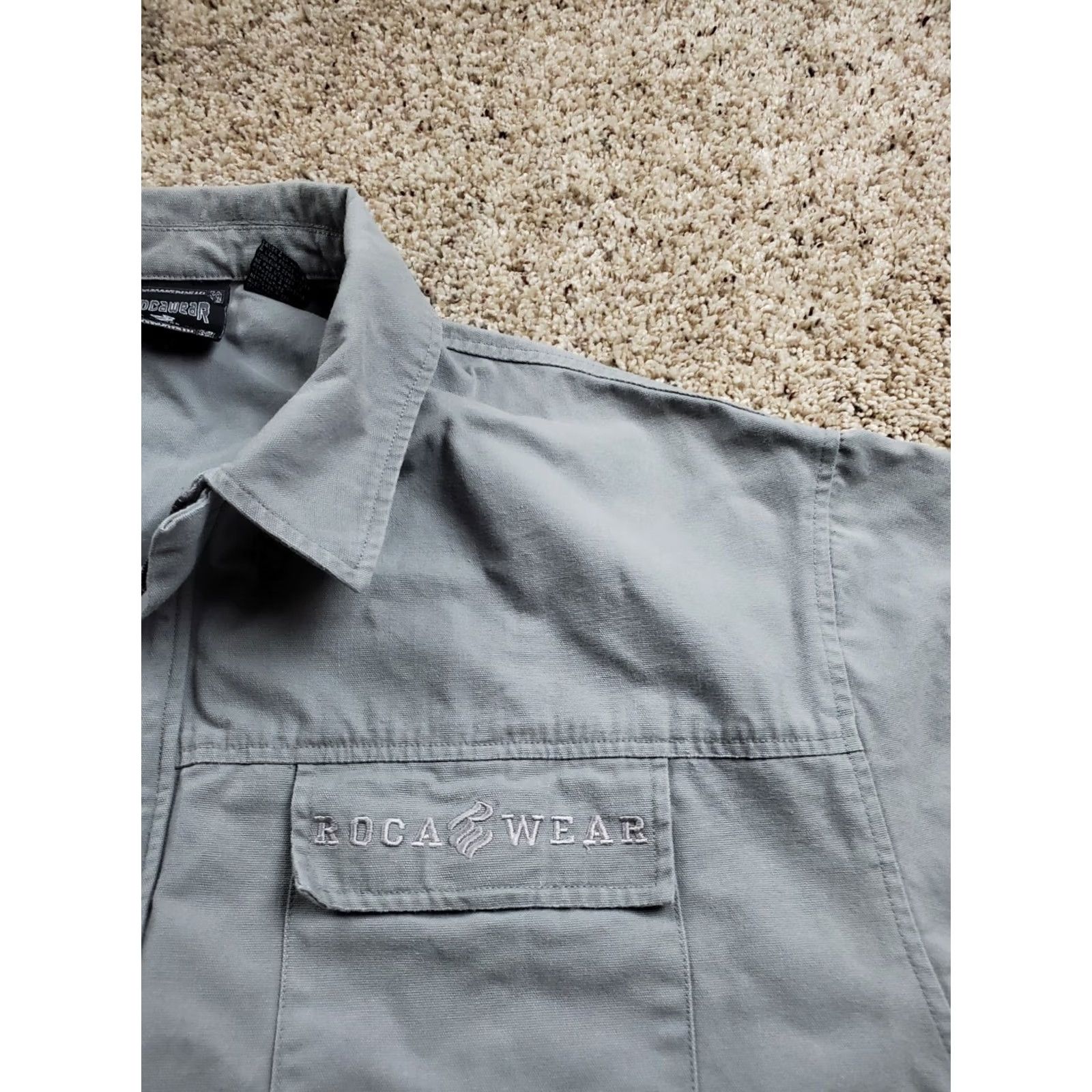 Rocawear VINTAGE Rocawear Shirt 2XL Mens Gray Canvas Baggy Fit Full Zip Short Sleeve Y2K Size US XXL / EU 58 / 5 - 5 Thumbnail