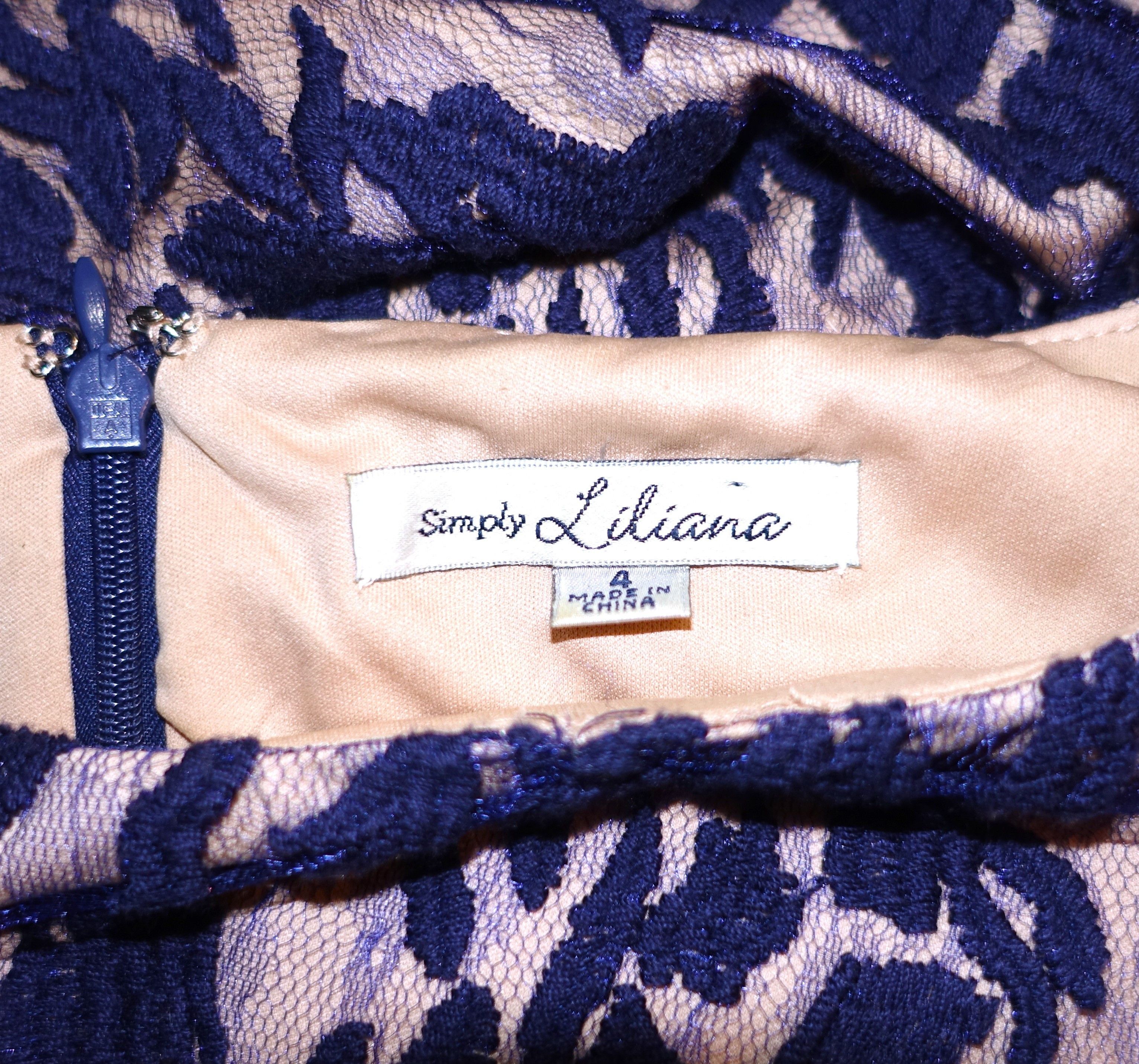 Other Simply Liliana Navy Blue Beige Lace Dress 4 Size S / US 4 / IT 40 - 6 Thumbnail
