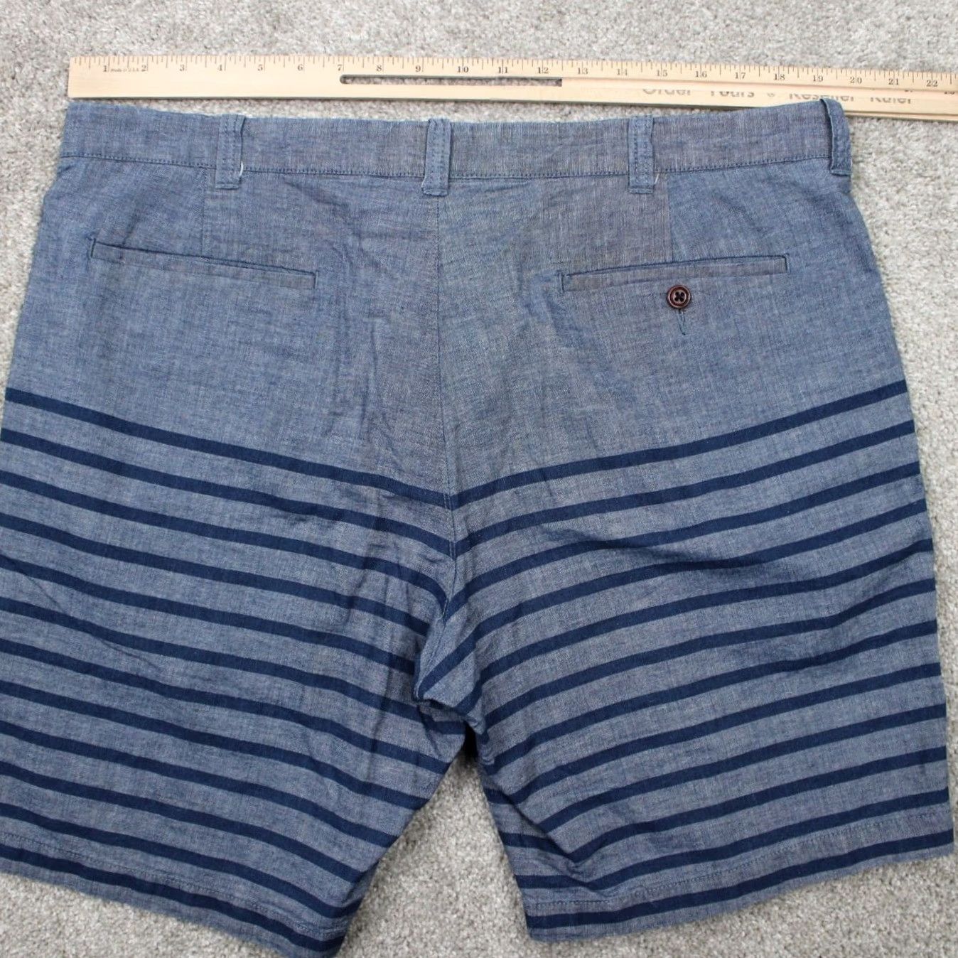 J.Crew J.CREW Stanton Shorts Mens 38 Blue Striped Chino Flat Front Cotton 9" inseam Size US 38 / EU 54 - 6 Thumbnail