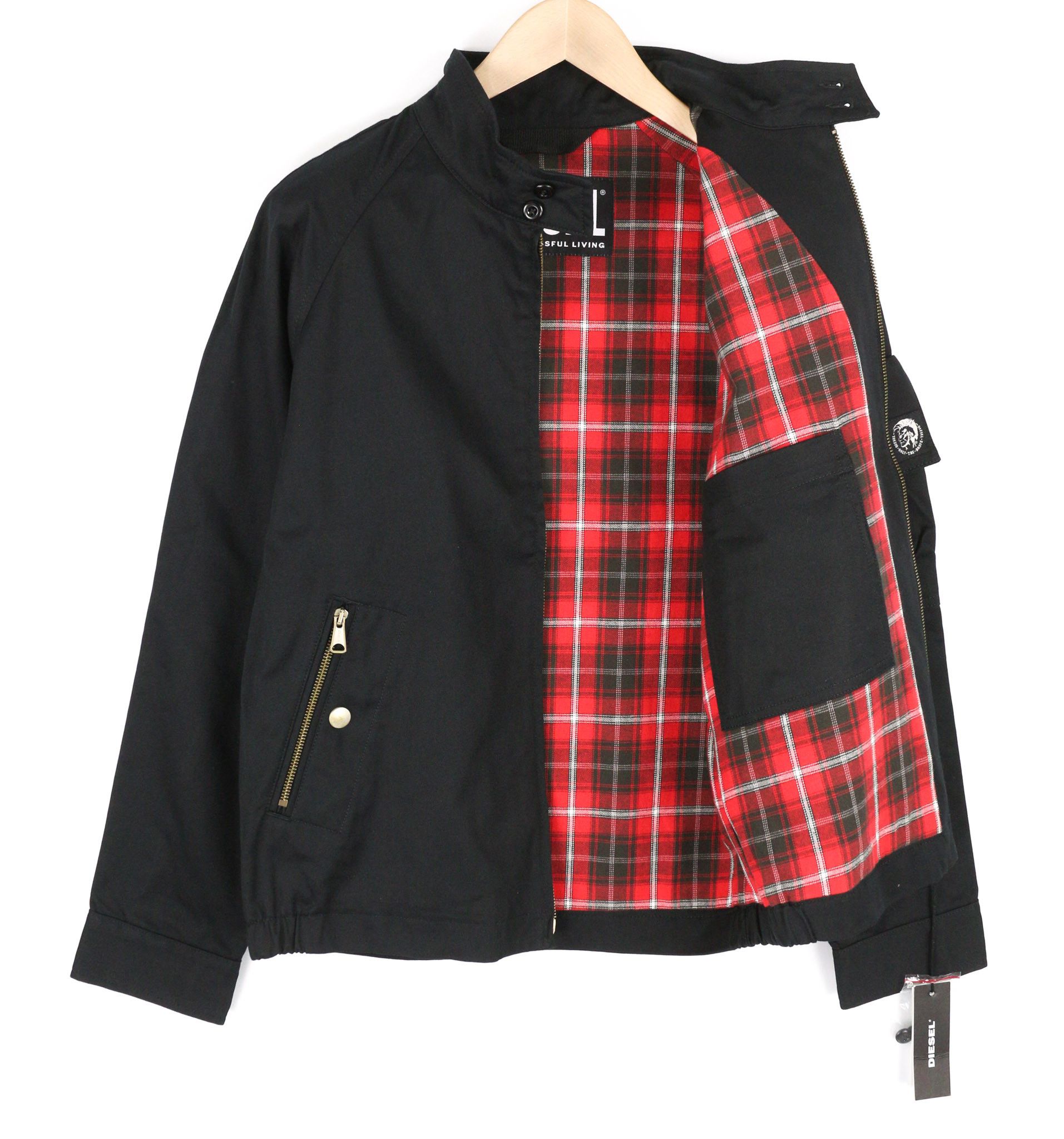 Diesel J-HARRY M Black Band Neck Plaid Lined Jacket 40032 Size US M / EU 48-50 / 2 - 4 Thumbnail