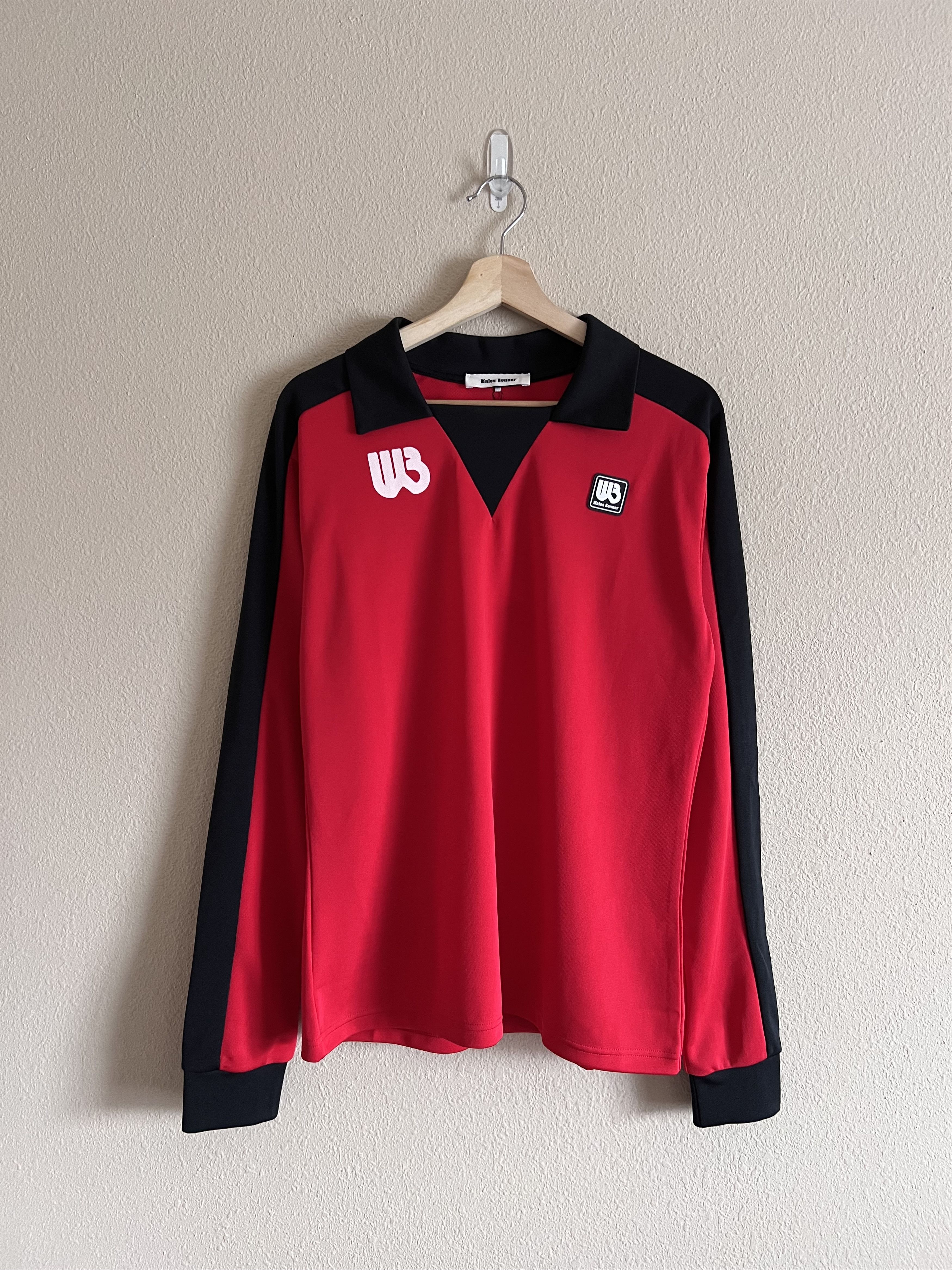 image of Wales Bonner Long Sleeve Home Jersey In Red, Men's (Size Medium)