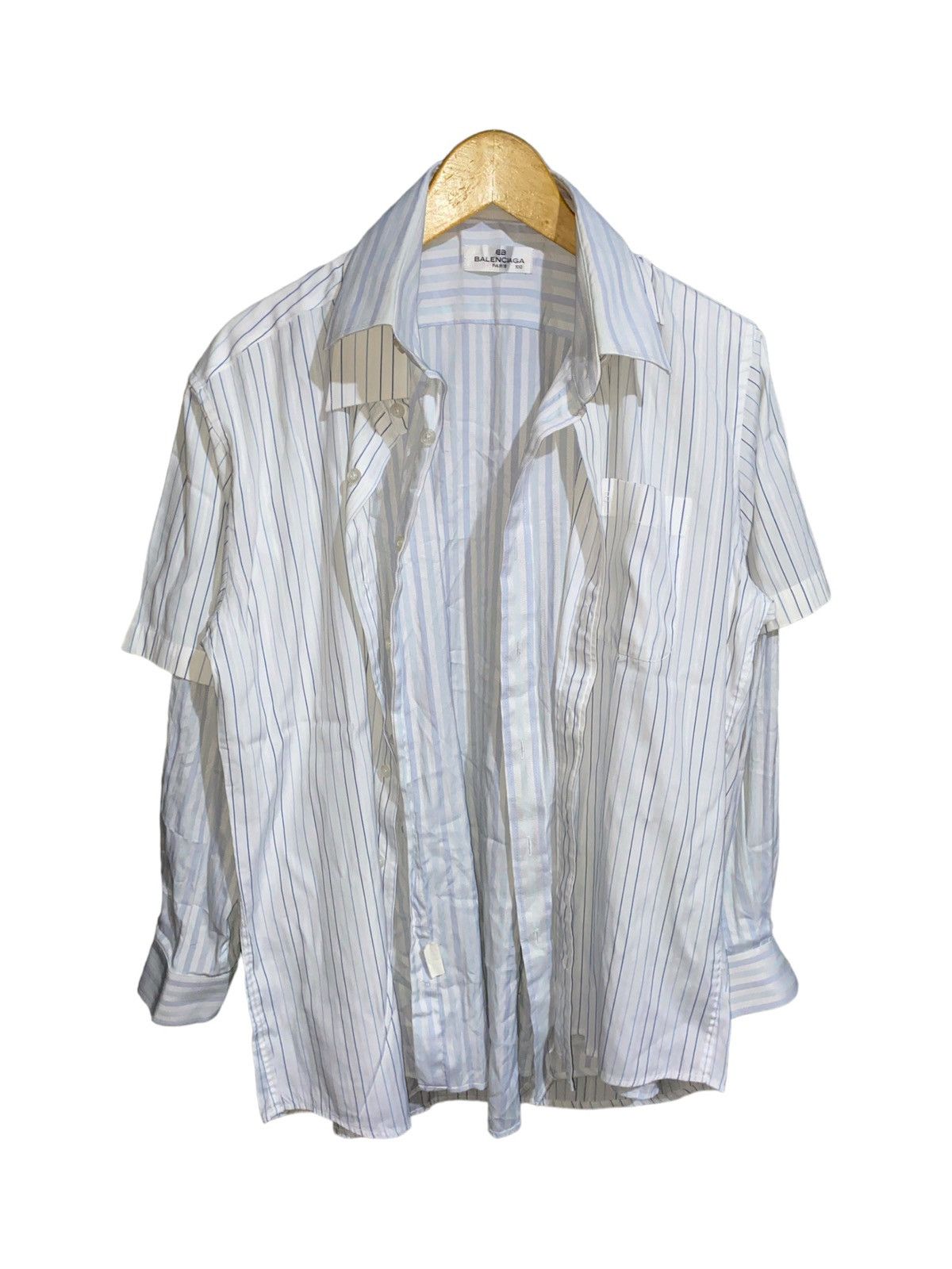 image of 1 Of 1 x Balenciaga Hybrid Double Layer Shirt in White, Men's (Size Large)
