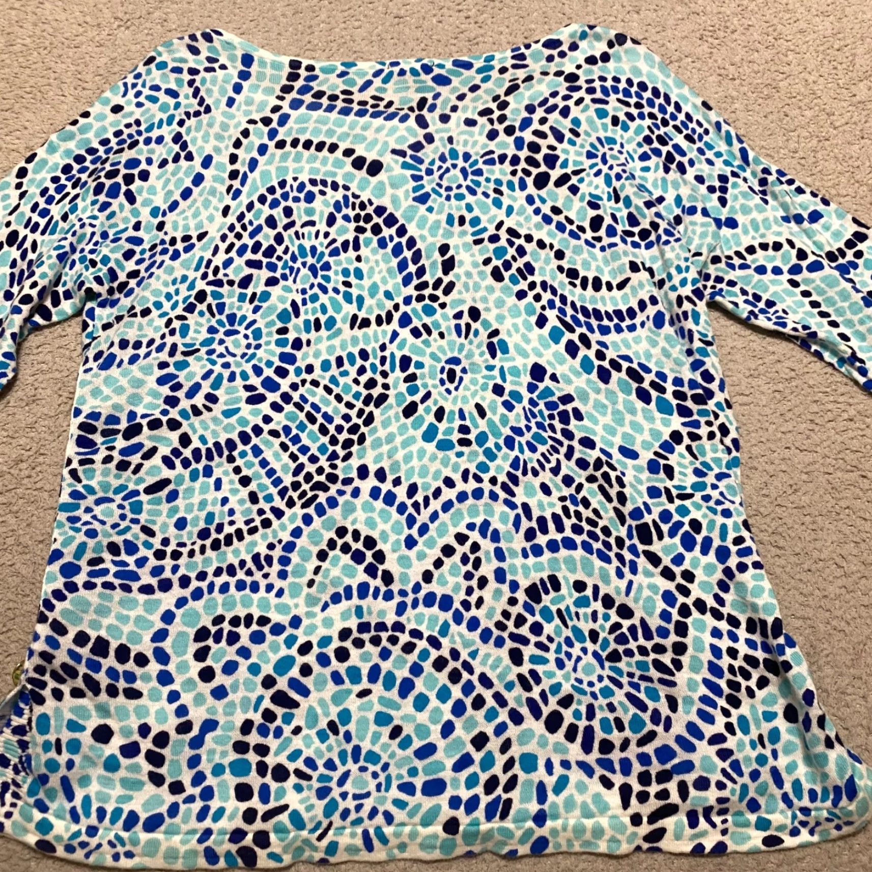Talbots Talbots Multicolor Geometric Boat Neck Lightweight Knit Sweater Womens Medium Shirt Pullover 100% Cotton Casual Workwear Fall Winter Spring Mens? Size M / US 6-8 / IT 42-44 - 2 Thumbnail