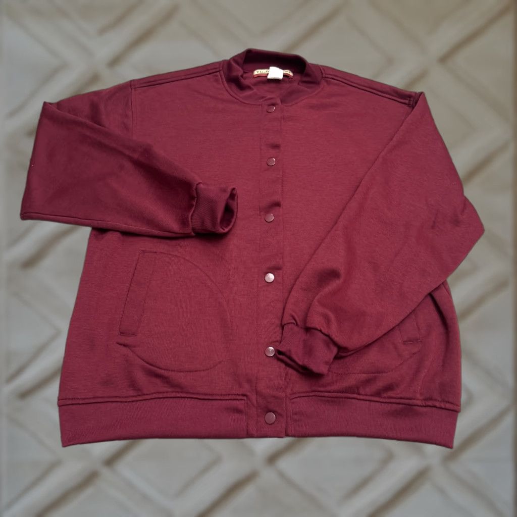 Tudor VINTAGE Tudor Court Sweatshirt - Red 90s Retro Cardigan Womens Large L - Casual All Seasons Pockets Easy Care Knit Sweatshirt Size L / US 10 / IT 46 - 1 Thumbnail