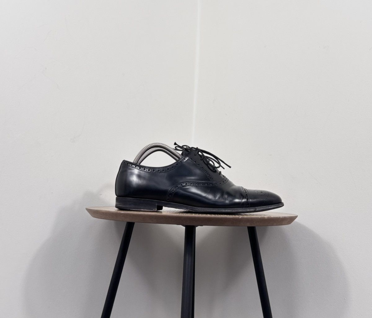 Prada Prada Men’s Black Leather Cap-Toe Brogue Oxford Dress Shoes Size US 8.5 / EU 41-42 - 2 Thumbnail