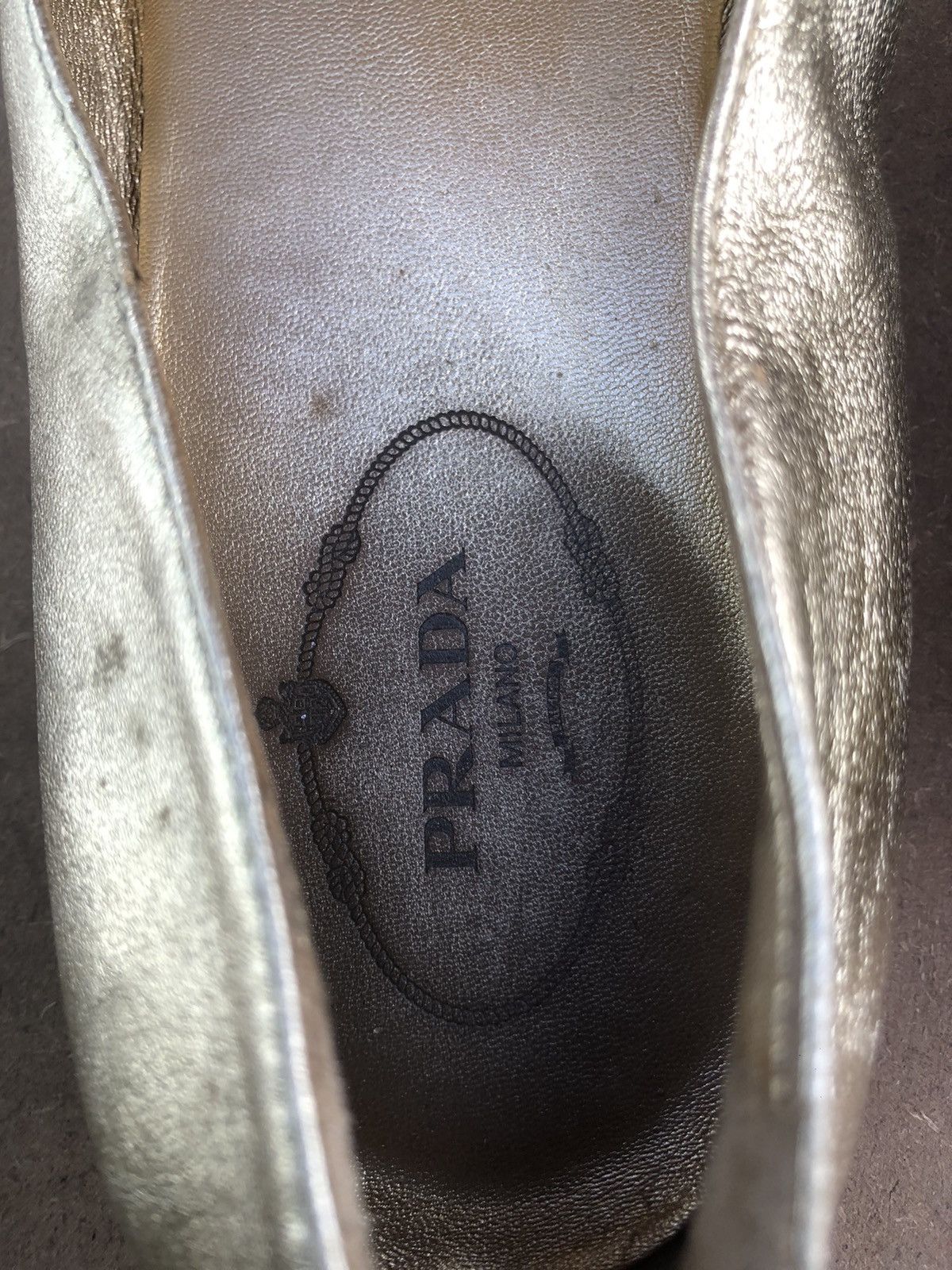 Prada Prada Gold Leather Women’s Flat shoes Size 39.5 Made In 🇮🇹 Size US 9.5 / IT 39.5 - 9 Thumbnail